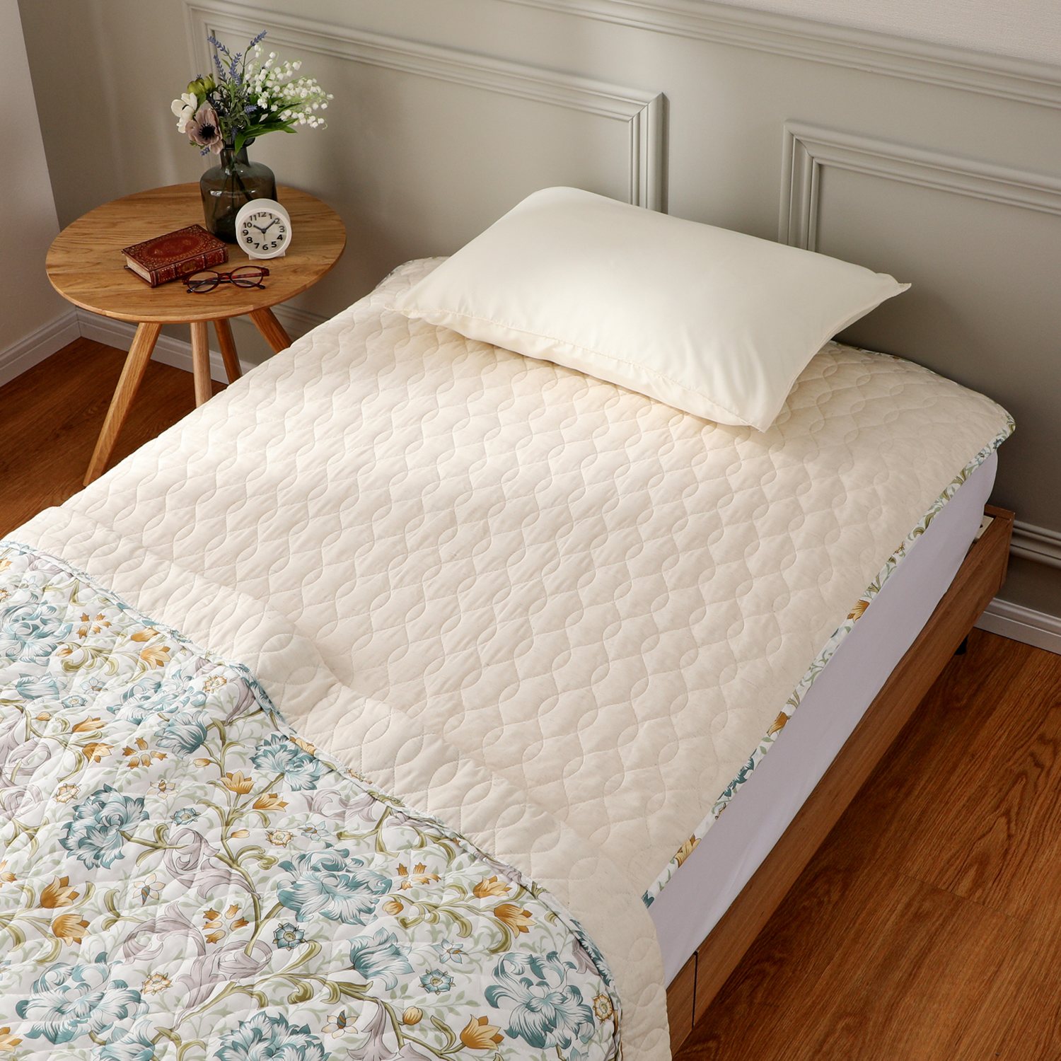 ＜シングル＞大津毛織 プレミアムコットンガーゼ 麻入り敷きパッド 