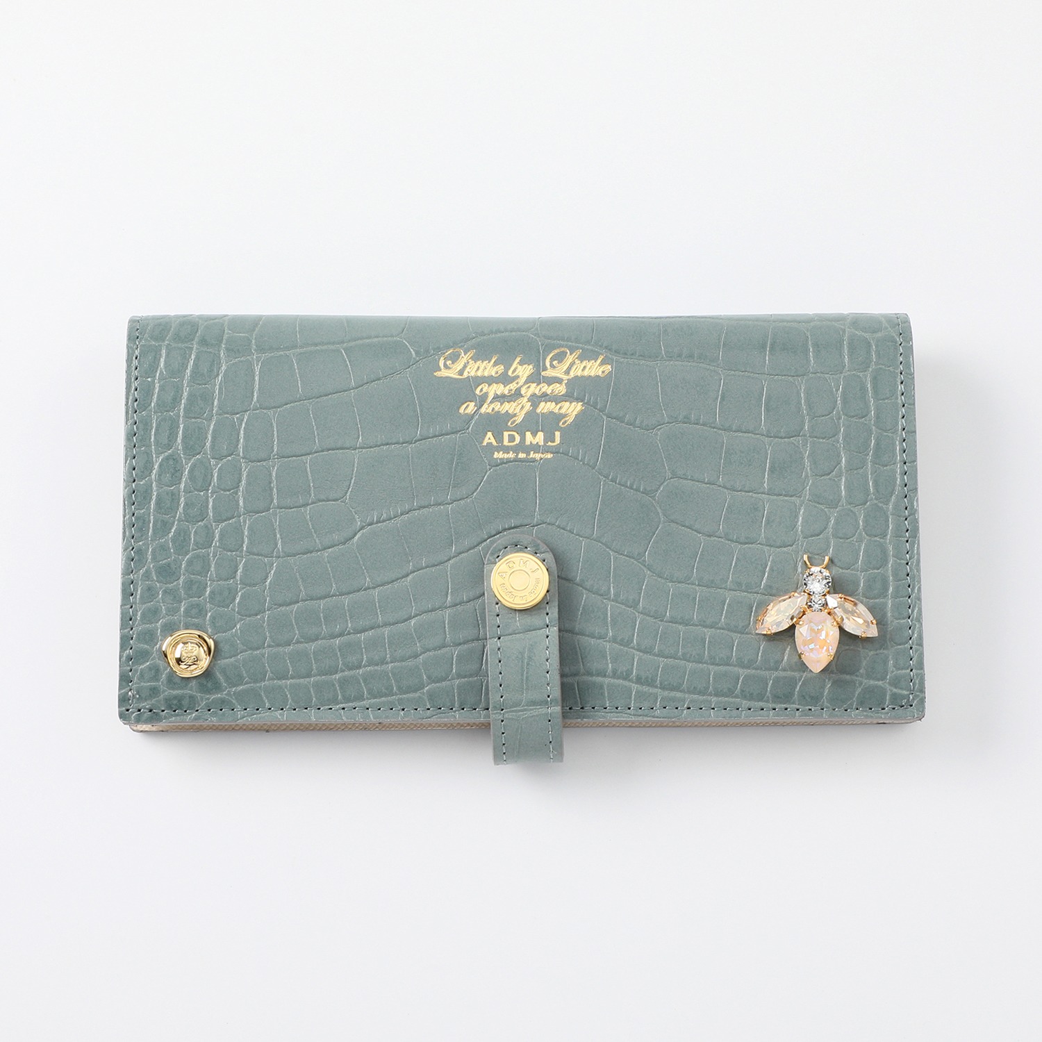 エーディーエムジェイ ＴＨＥ　ＢＥＥ 牛革クロコダイル型押し 横長ウォレット