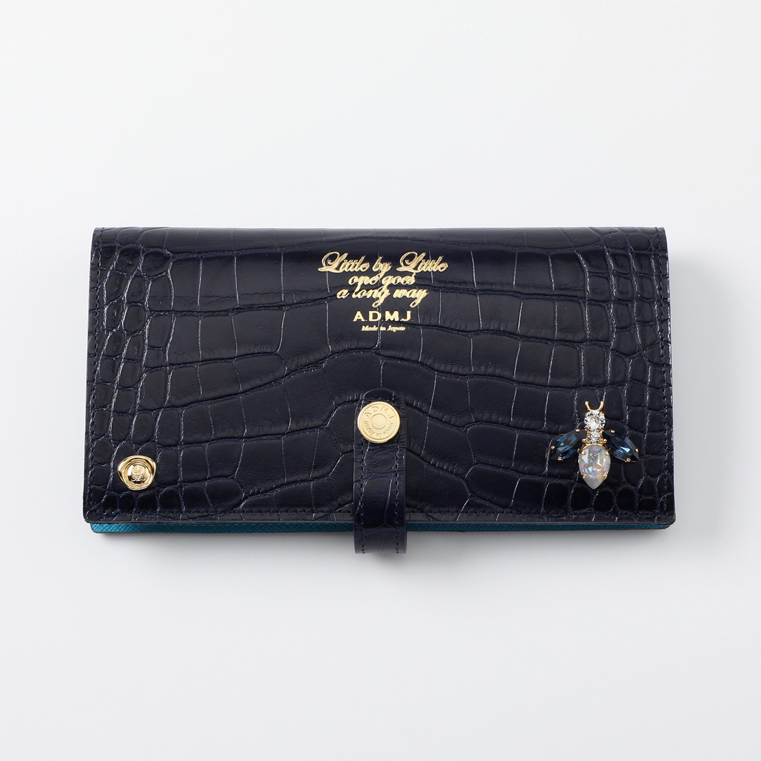 エーディーエムジェイ ＴＨＥ　ＢＥＥ 牛革クロコダイル型押し 横長ウォレット