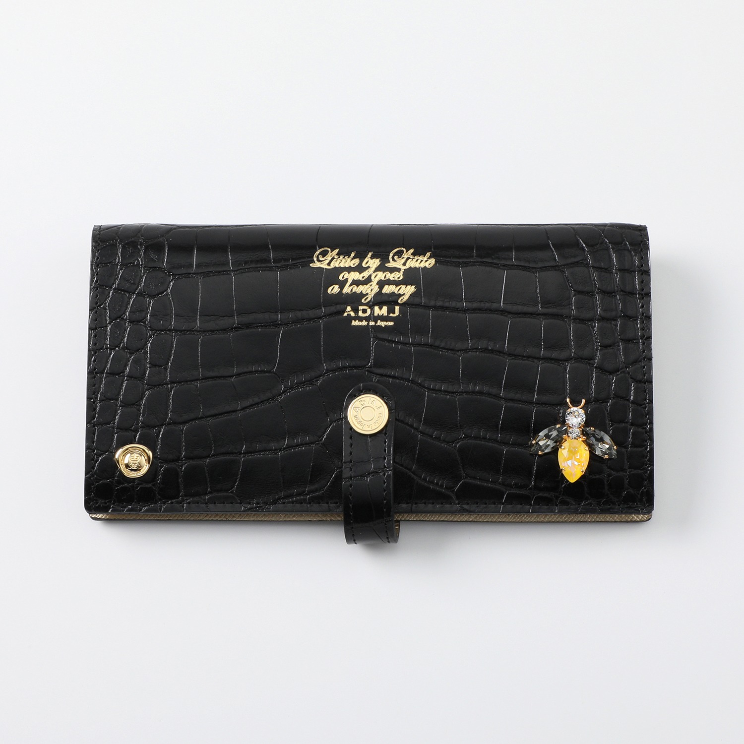 エーディーエムジェイ ＴＨＥ　ＢＥＥ 牛革クロコダイル型押し 横長ウォレット