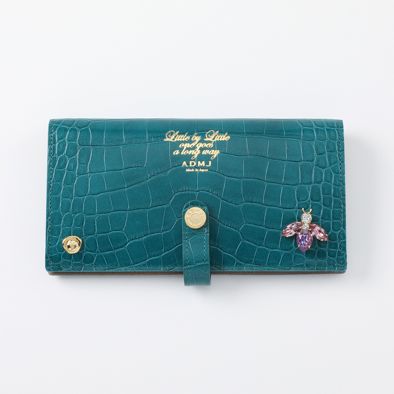 エーディーエムジェイ ＴＨＥ　ＢＥＥ 牛革クロコダイル型押し 横長ウォレット