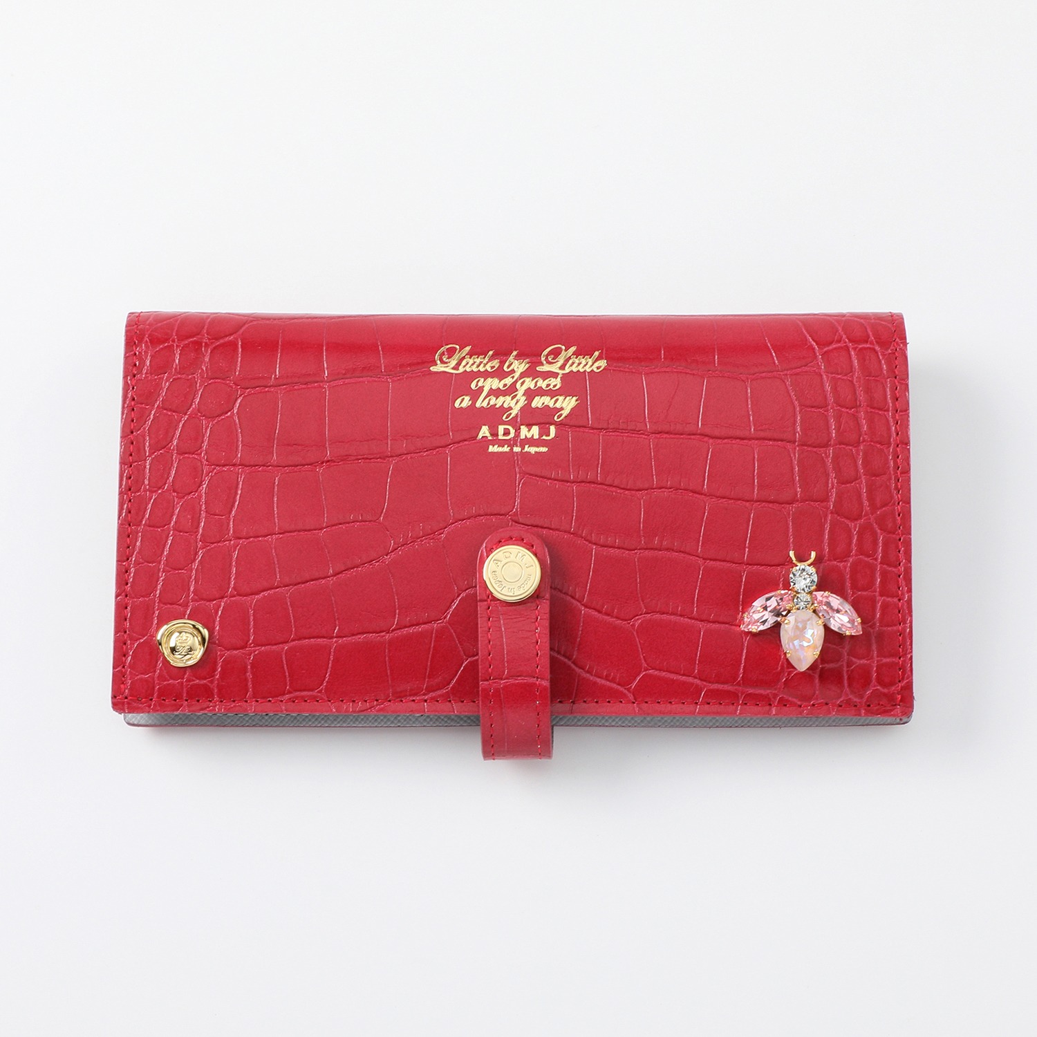 エーディーエムジェイ ＴＨＥ　ＢＥＥ 牛革クロコダイル型押し 横長ウォレット