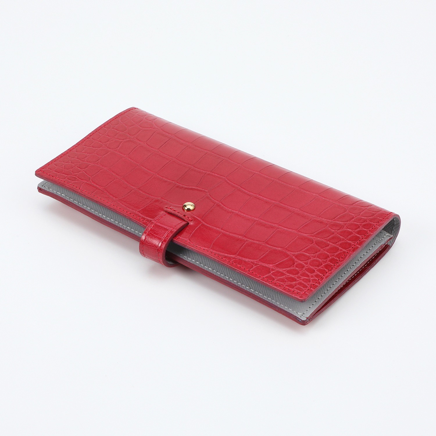 エーディーエムジェイ ＴＨＥ　ＢＥＥ 牛革クロコダイル型押し 横長ウォレット