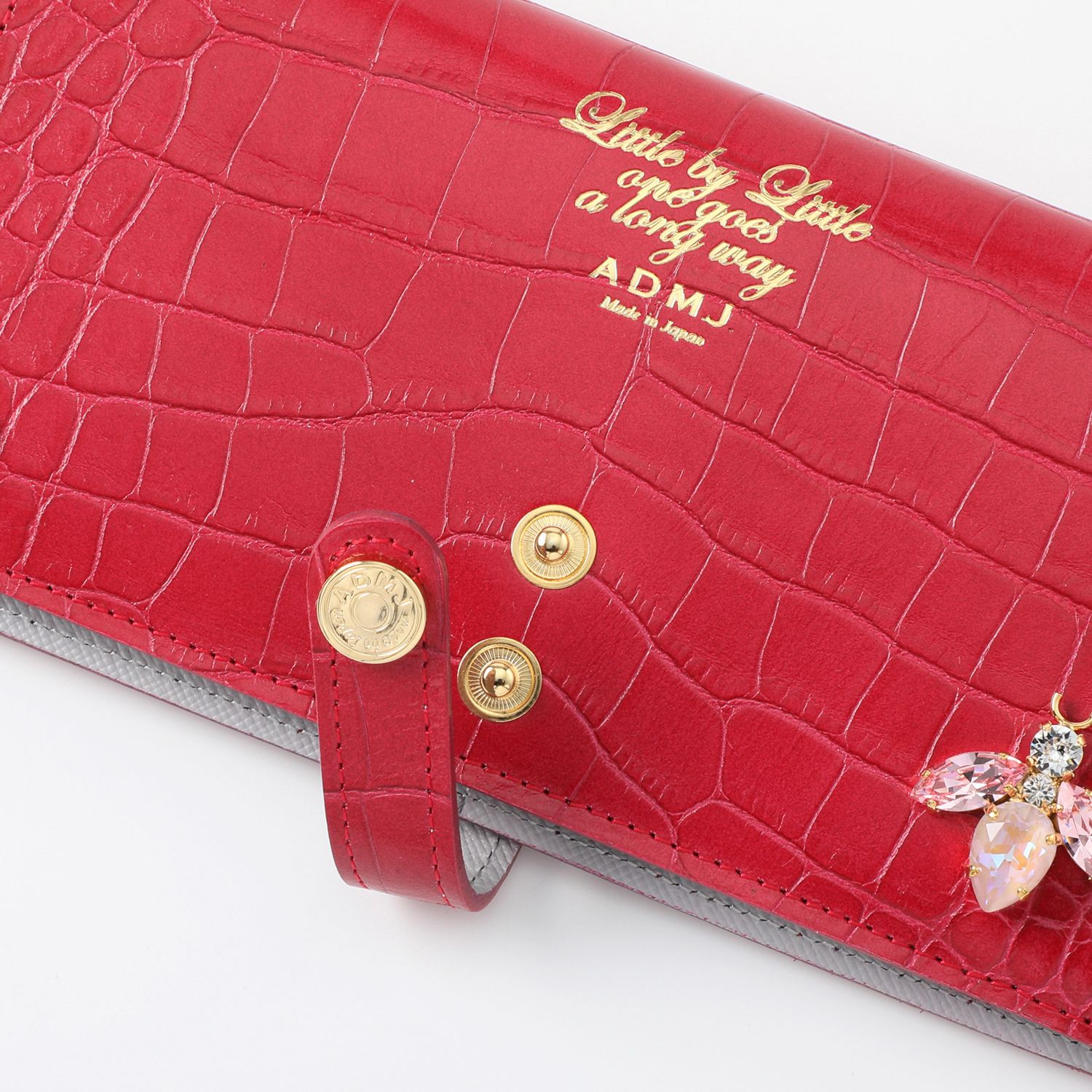 エーディーエムジェイ ＴＨＥ　ＢＥＥ 牛革クロコダイル型押し 横長ウォレット