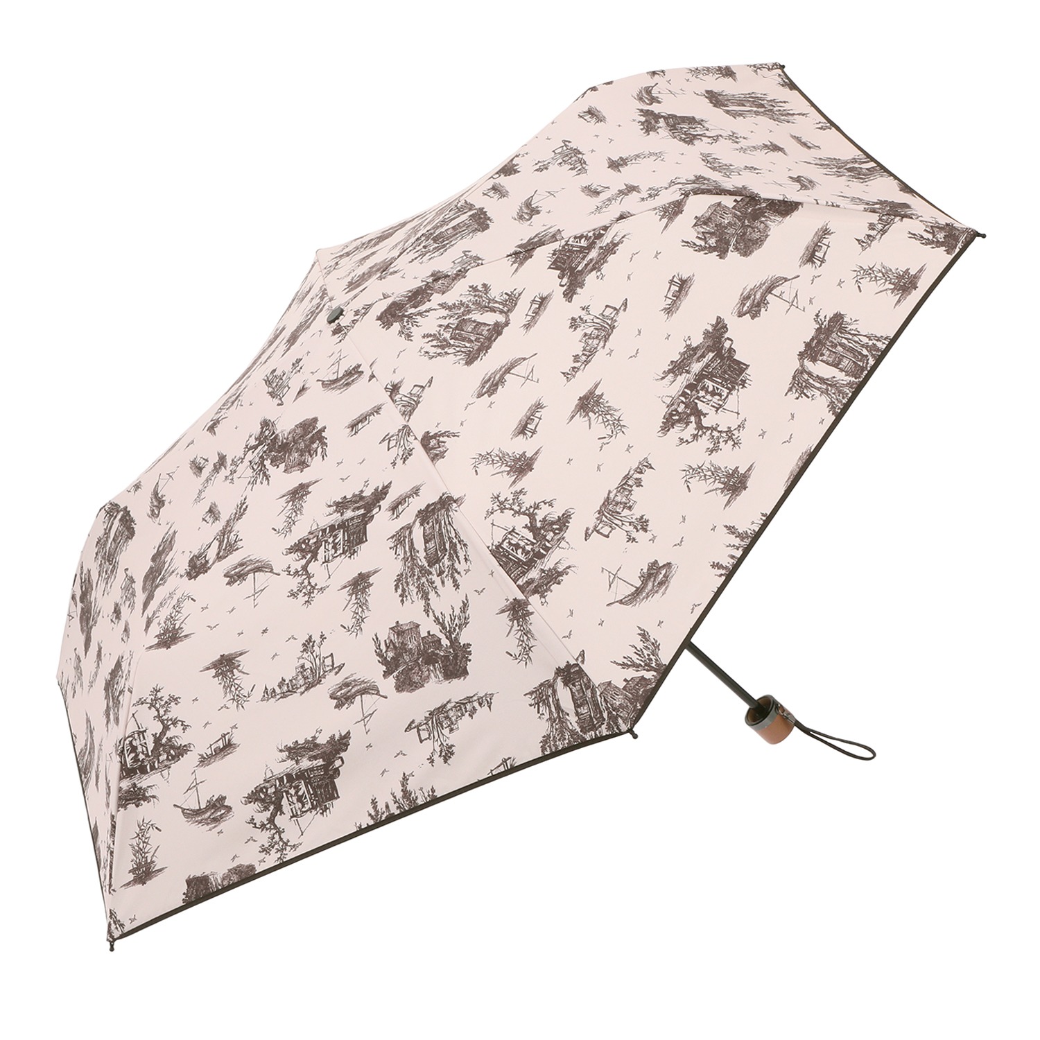 フラトリエ フレンチクラシック トートバッグ型収納袋付 晴雨兼用折りたたみ傘
