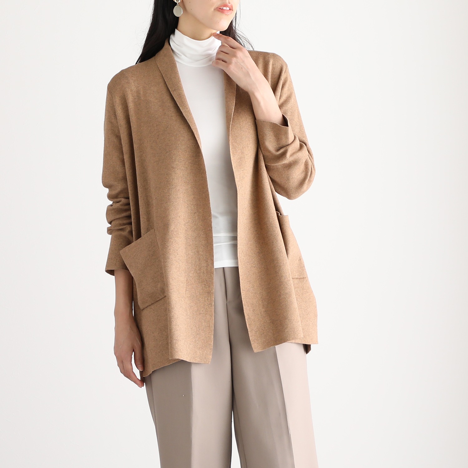 スピンブルー コットンとヤクの極上ブレンド！ ラグジュアリー ニットコーディガン