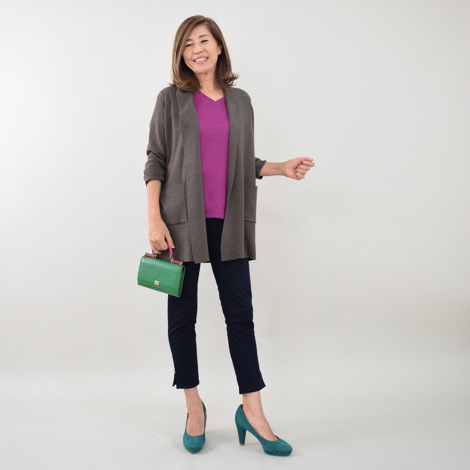 スピンブルー コットンとヤクの極上ブレンド！ ラグジュアリー ニットコーディガン