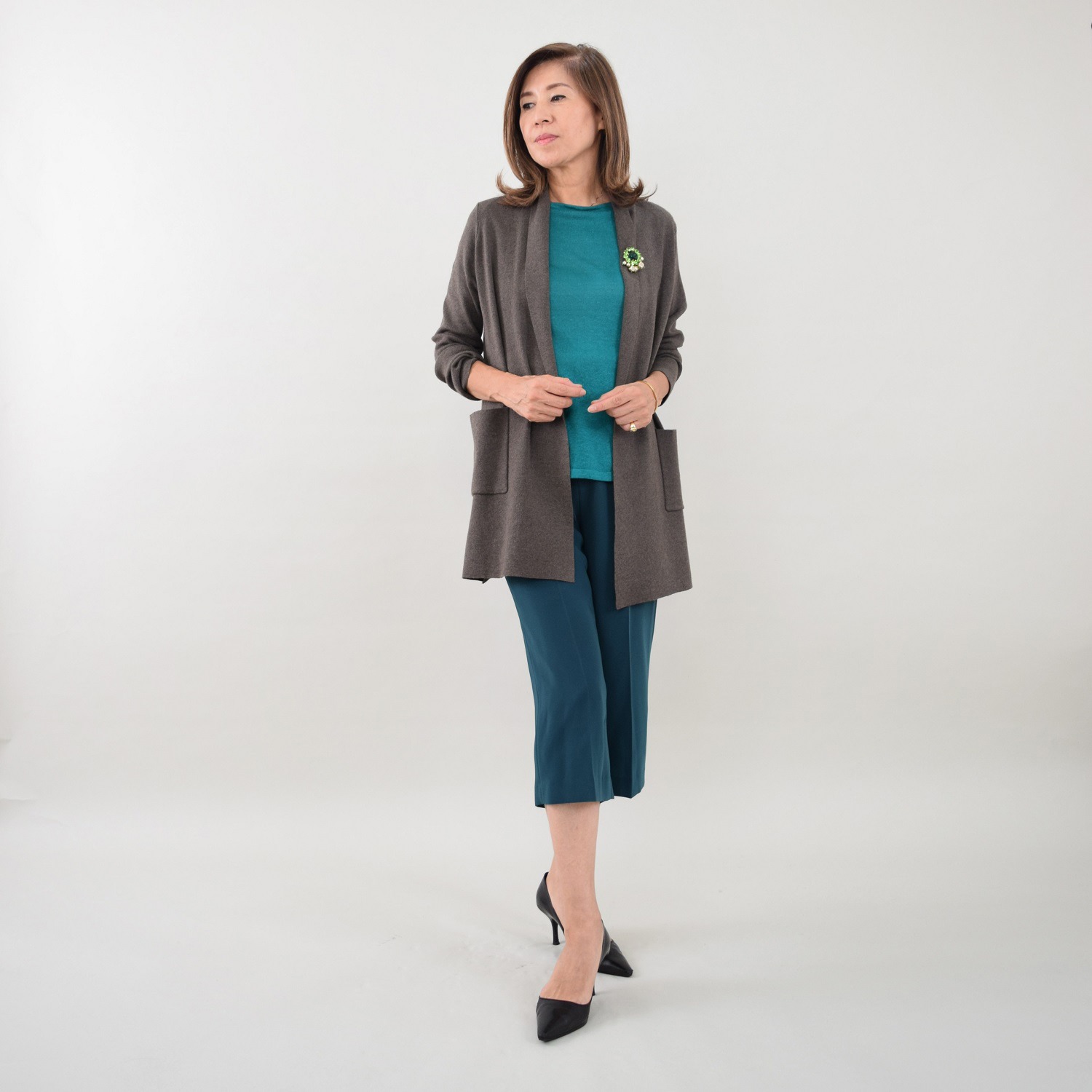 スピンブルー コットンとヤクの極上ブレンド！ ラグジュアリー ニットコーディガン