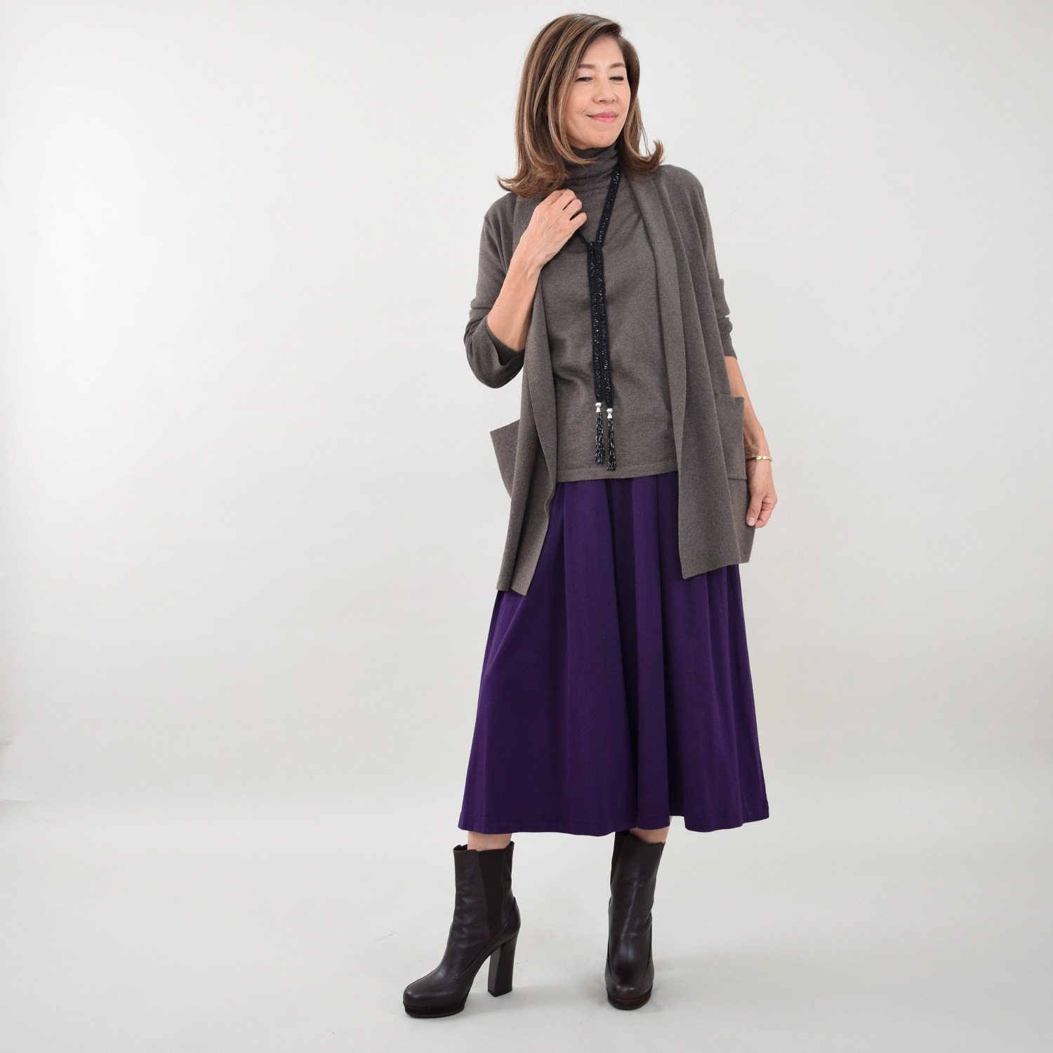 スピンブルー コットンとヤクの極上ブレンド！ ラグジュアリー ニットコーディガン