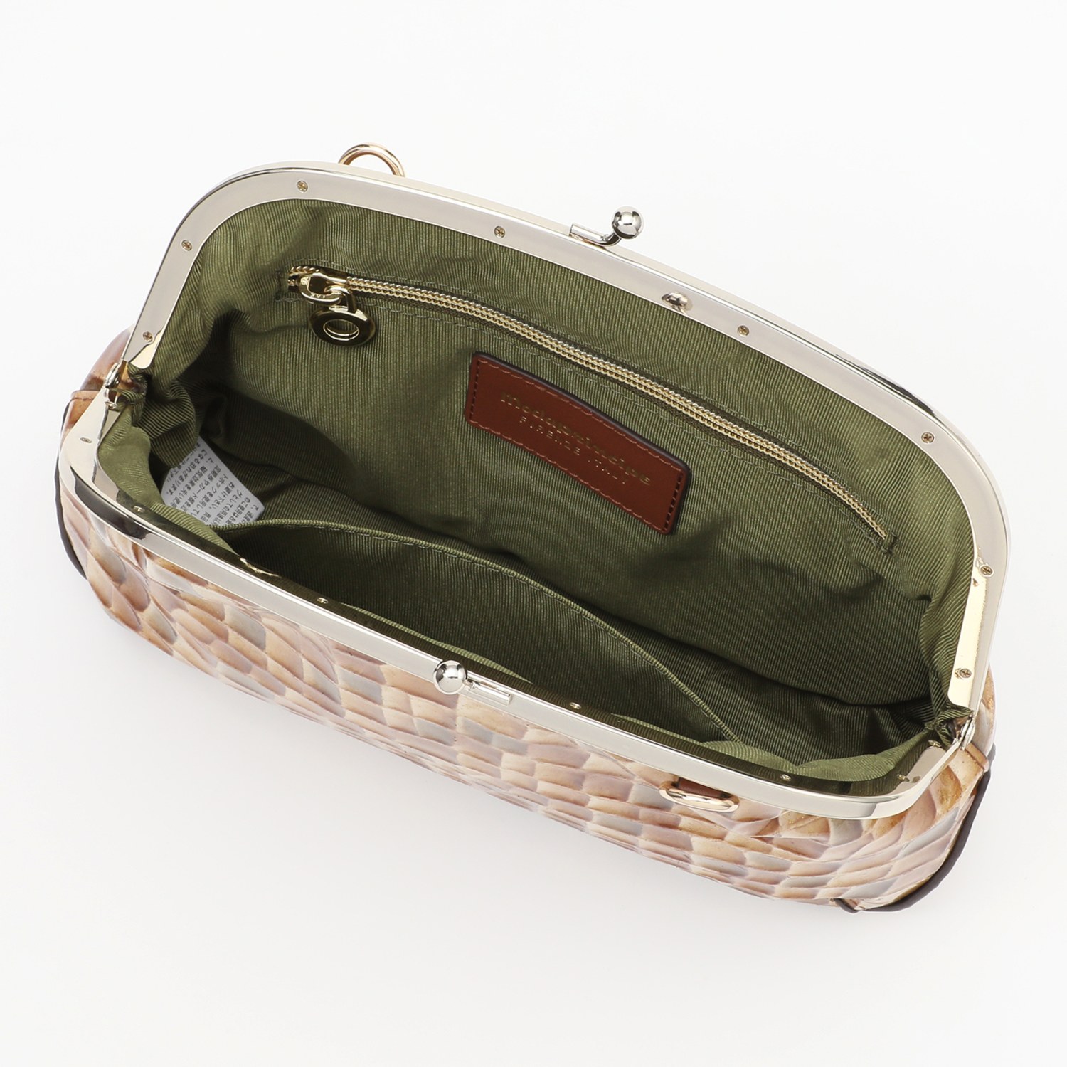 モーダプリンチぺ イタリアンベビーカーフ ２ウェイ 口金ショルダーバッグ