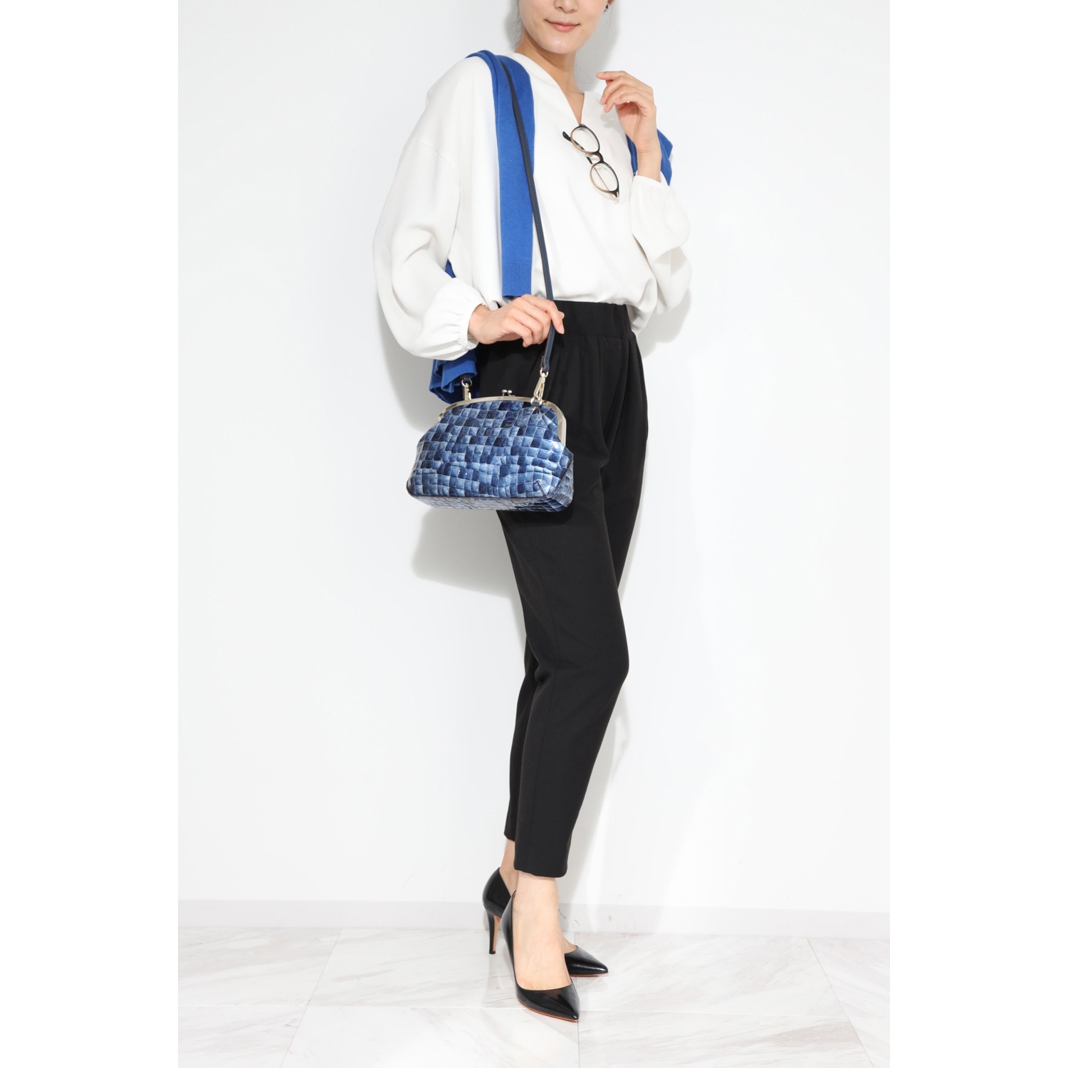 モーダプリンチぺ イタリアンベビーカーフ ２ウェイ 口金ショルダーバッグ