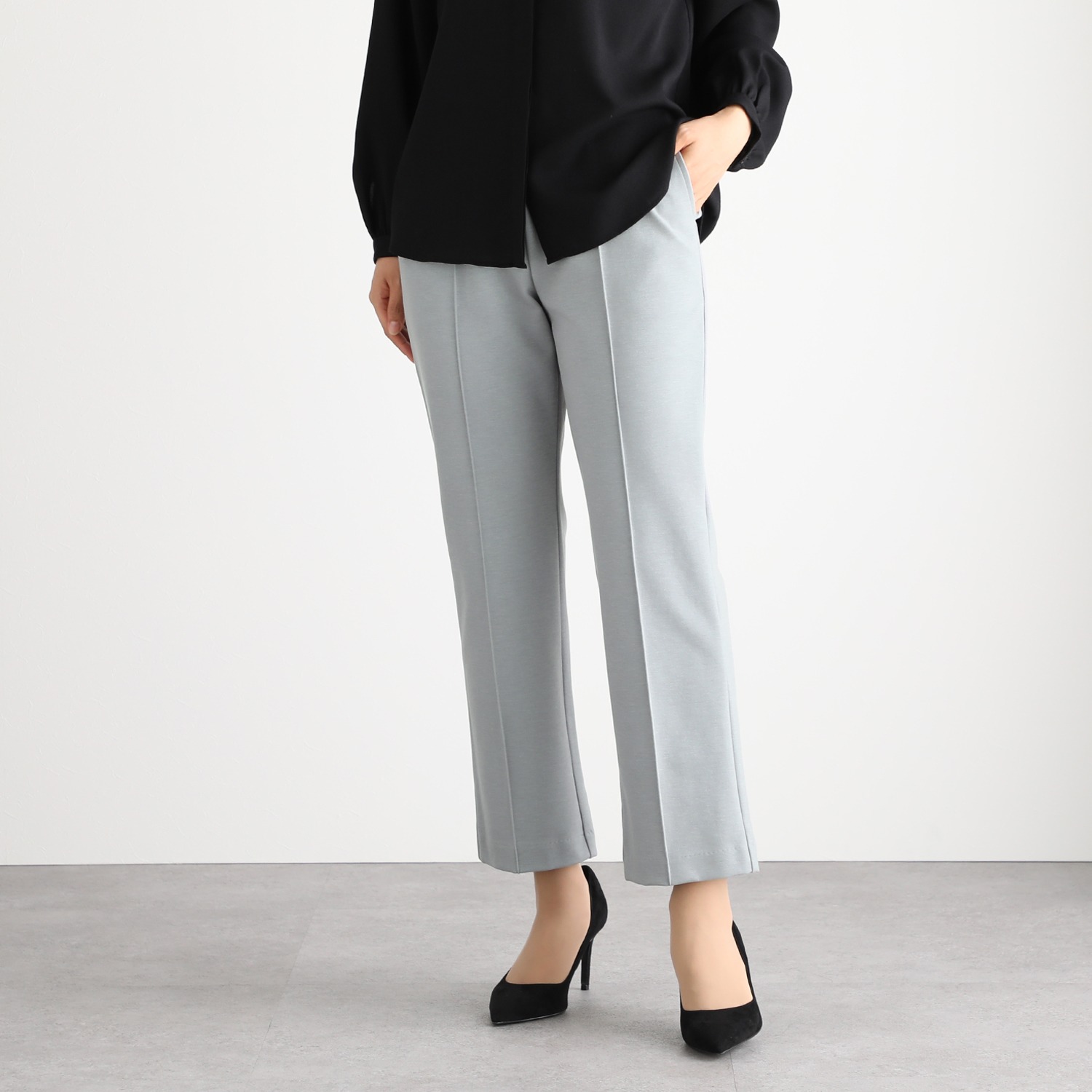 ＜股下６４ｃｍ＞上質ごこち ミヤビ ピンタック ストレートパンツ