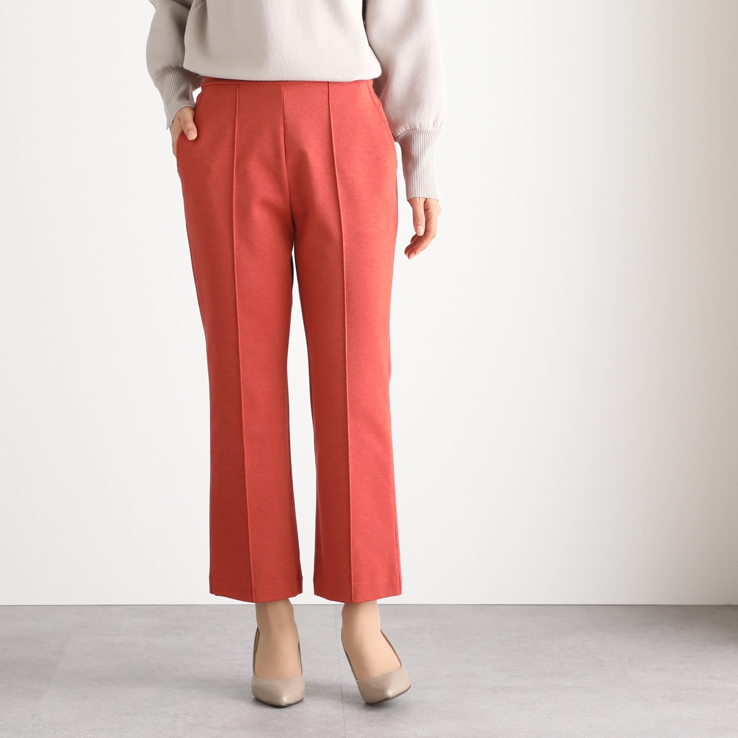 ＜股下６４ｃｍ＞上質ごこち ミヤビ ピンタック ストレートパンツ