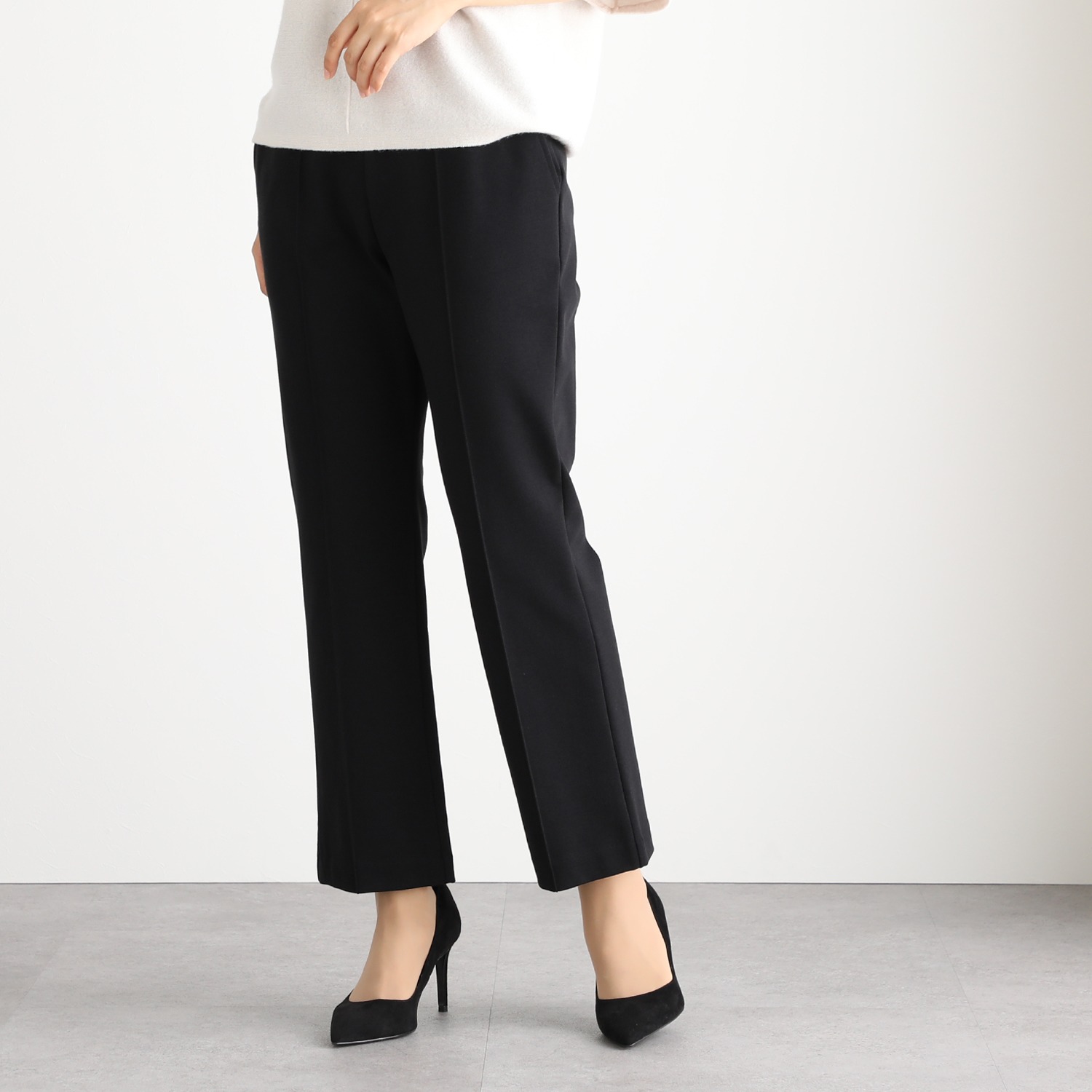 ＜股下６４ｃｍ＞上質ごこち ミヤビ ピンタック ストレートパンツ