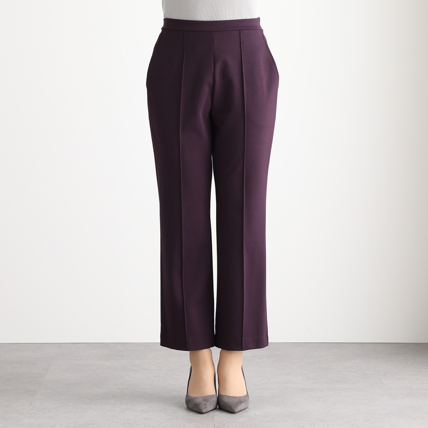 ＜股下６４ｃｍ＞上質ごこち ミヤビ ピンタック ストレートパンツ