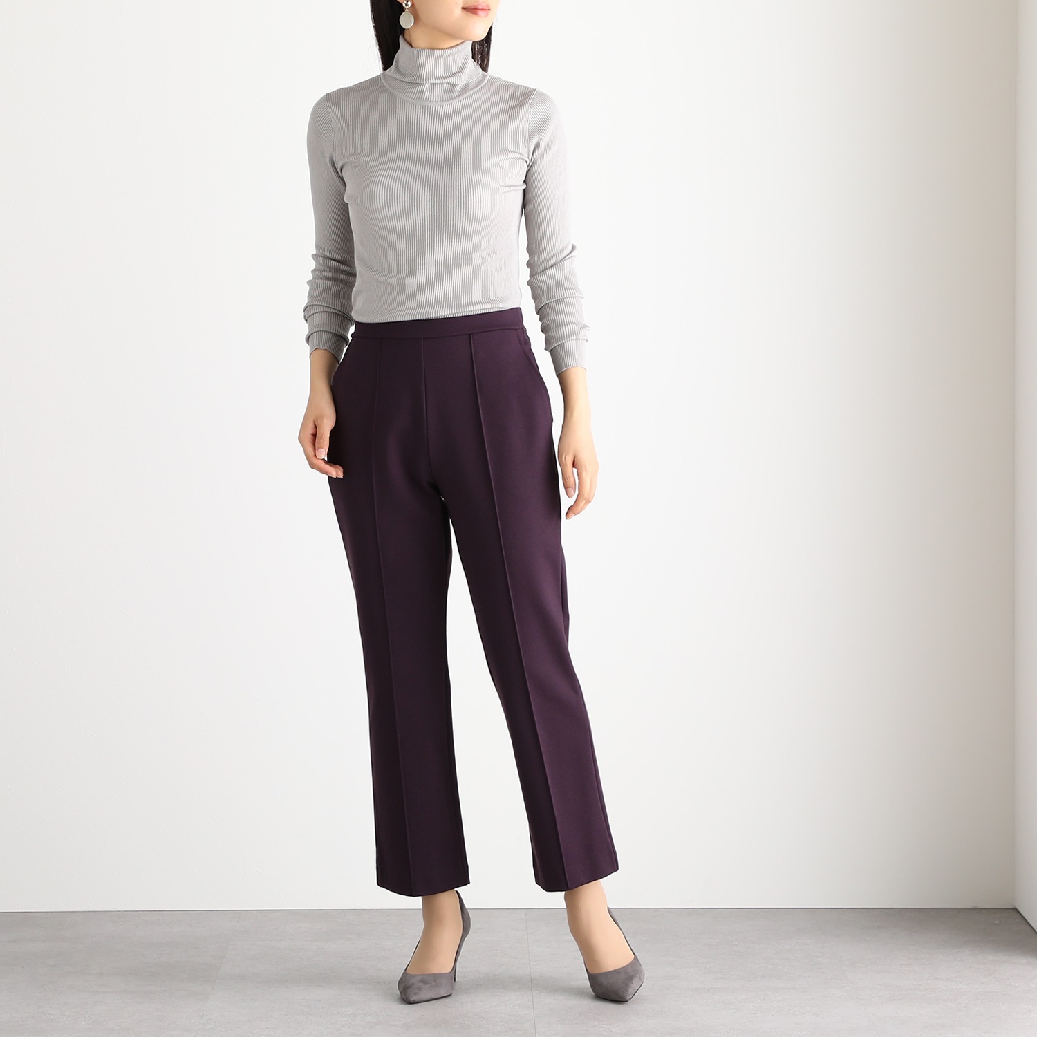 ＜股下６４ｃｍ＞上質ごこち ミヤビ ピンタック ストレートパンツ