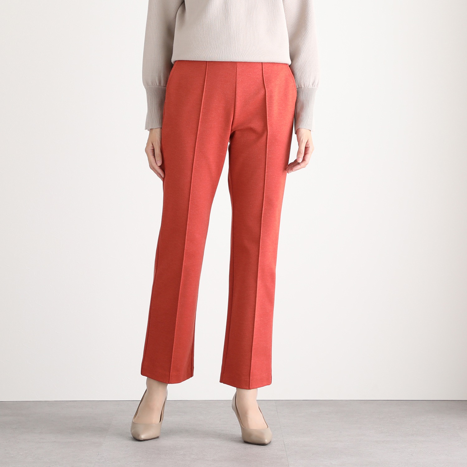 ＜股下７２ｃｍ＞上質ごこち ミヤビ ピンタック ストレートパンツ