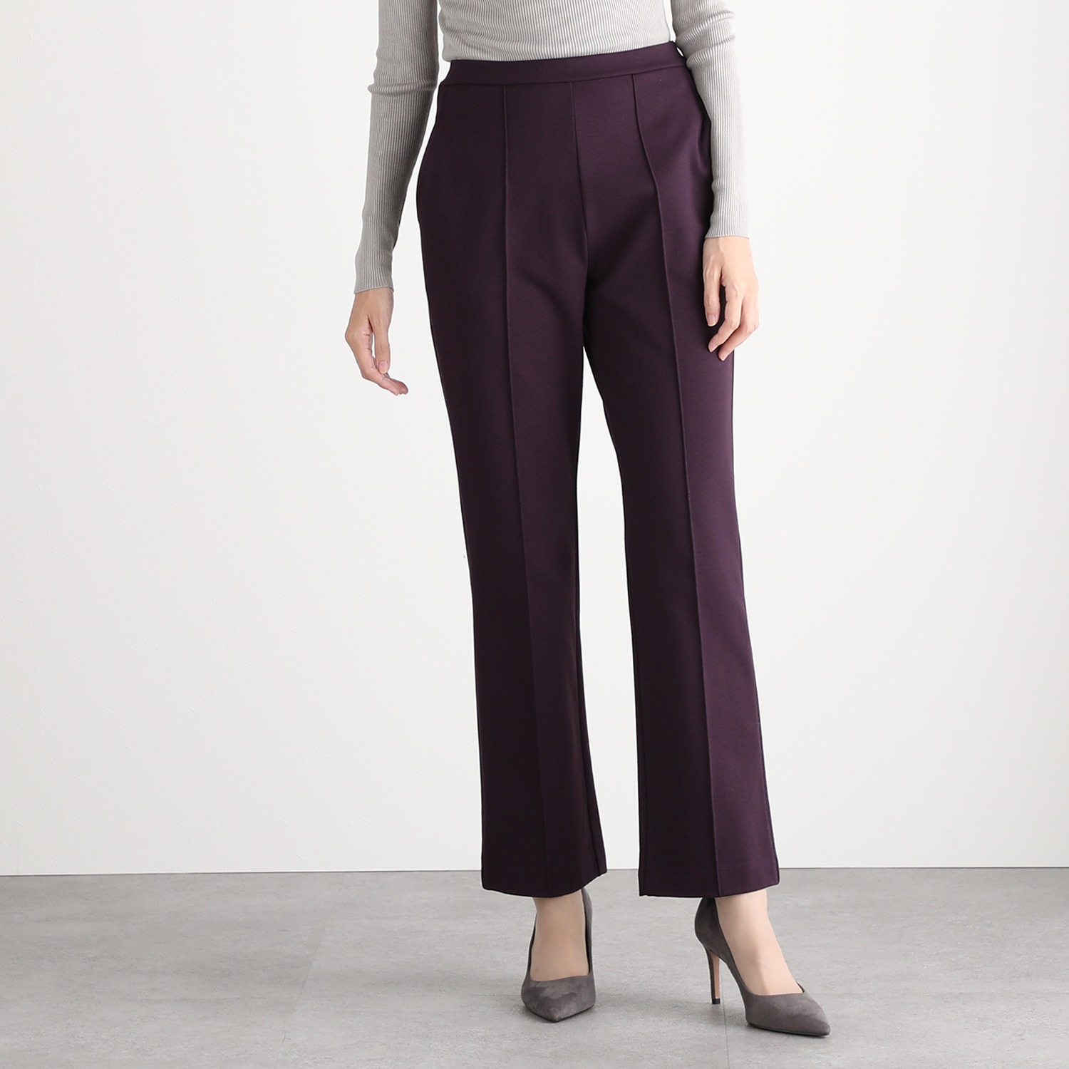 ＜股下７２ｃｍ＞上質ごこち ミヤビ ピンタック ストレートパンツ