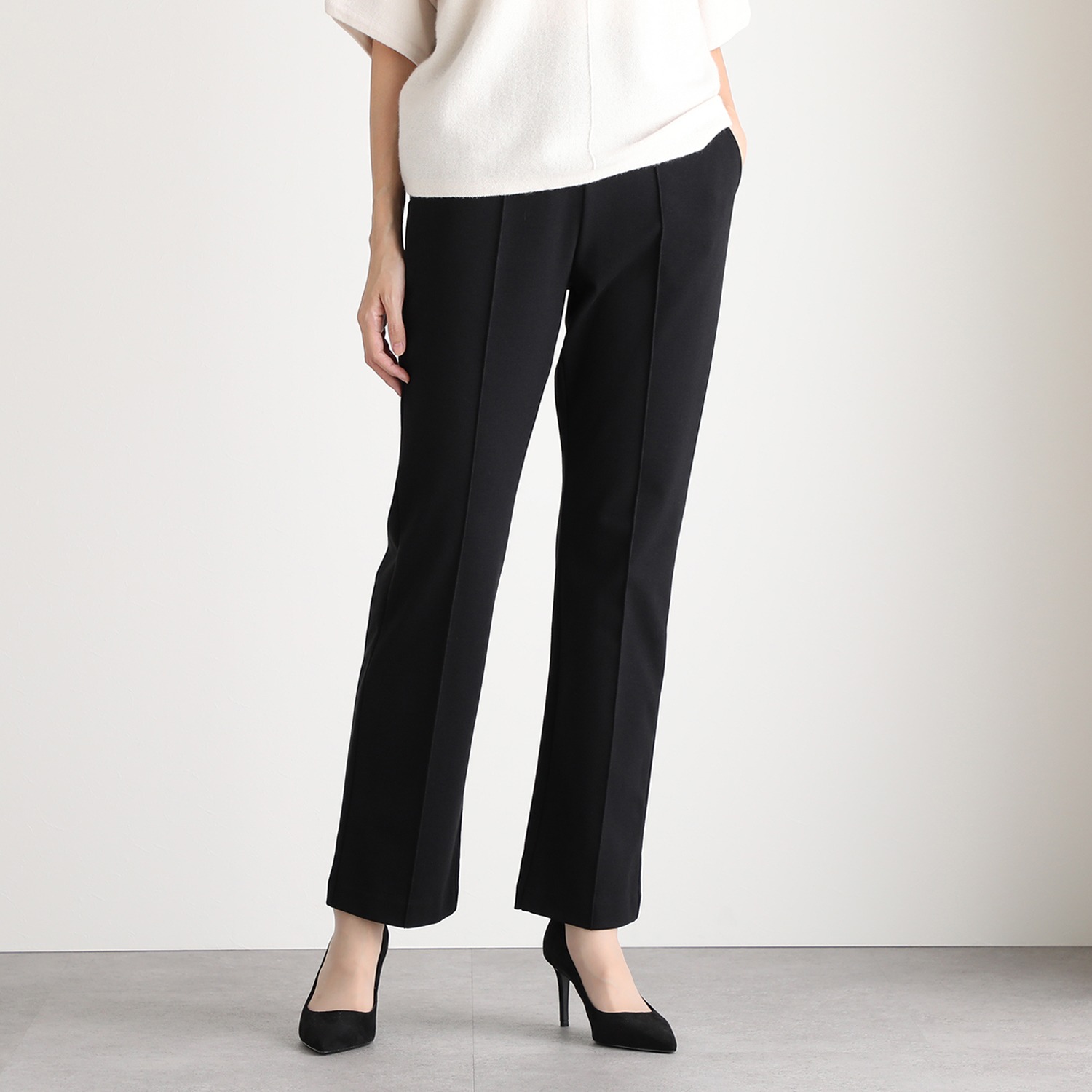 ＜股下７２ｃｍ＞上質ごこち ミヤビ ピンタック ストレートパンツ