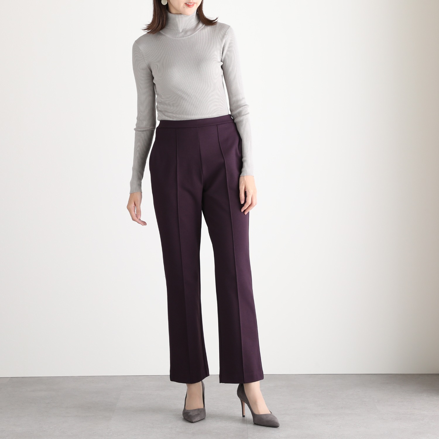 ＜股下７２ｃｍ＞上質ごこち ミヤビ ピンタック ストレートパンツ