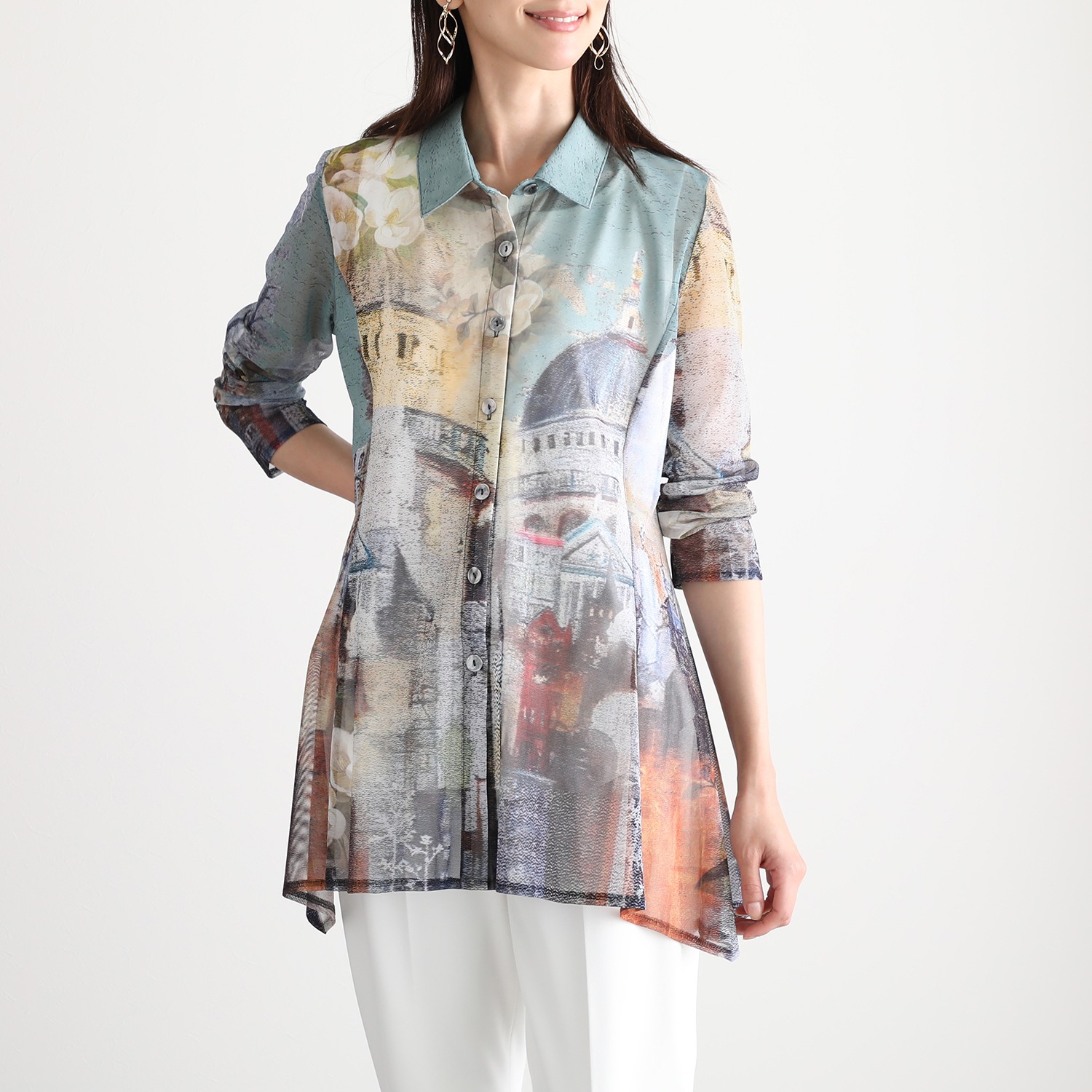 ダジュール パワーネット プリントブラウス