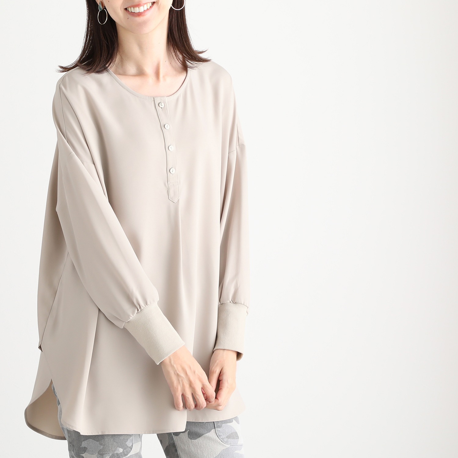 エムズ　スタイル ツイル微起毛 ヘンリーネックデザイン プルオーバー