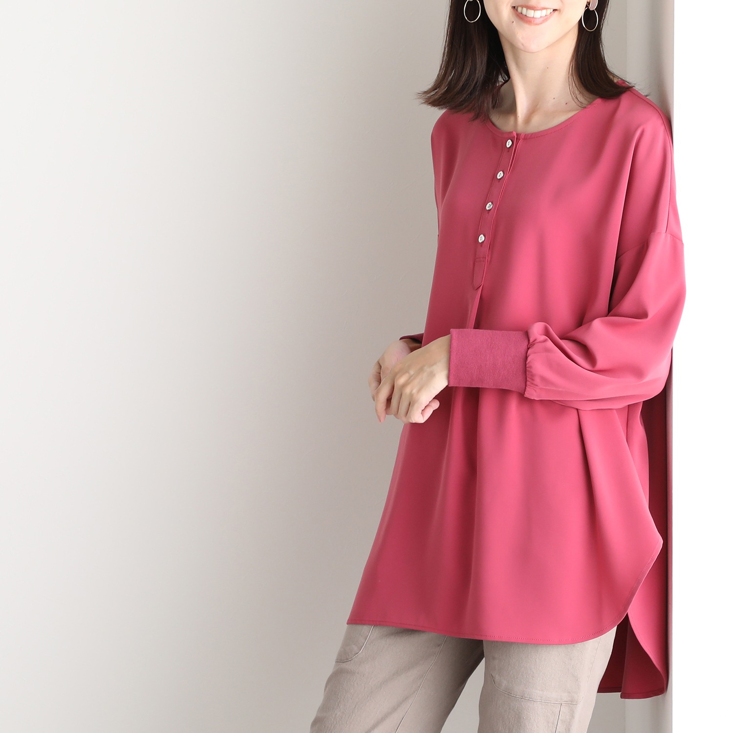 エムズ　スタイル ツイル微起毛 ヘンリーネックデザイン プルオーバー