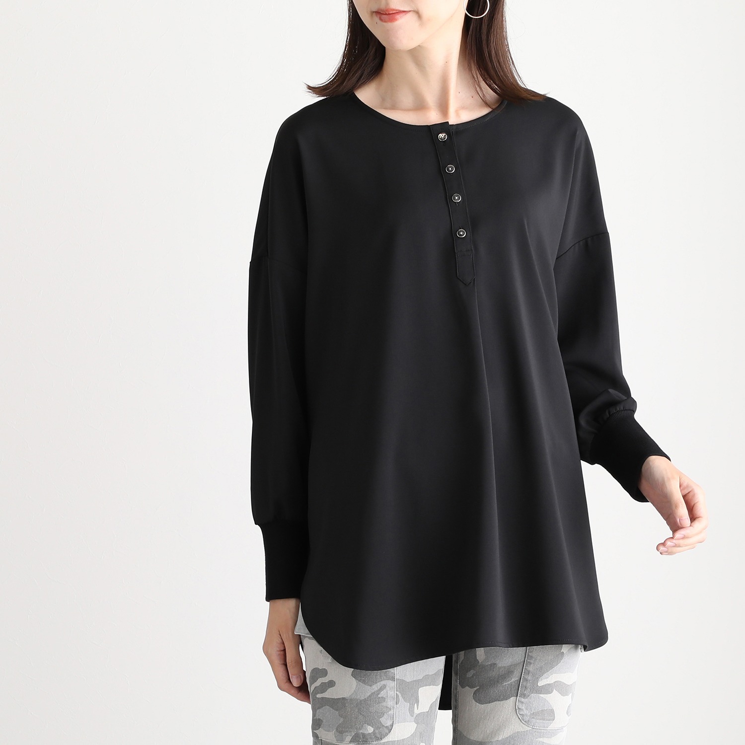 エムズ　スタイル ツイル微起毛 ヘンリーネックデザイン プルオーバー