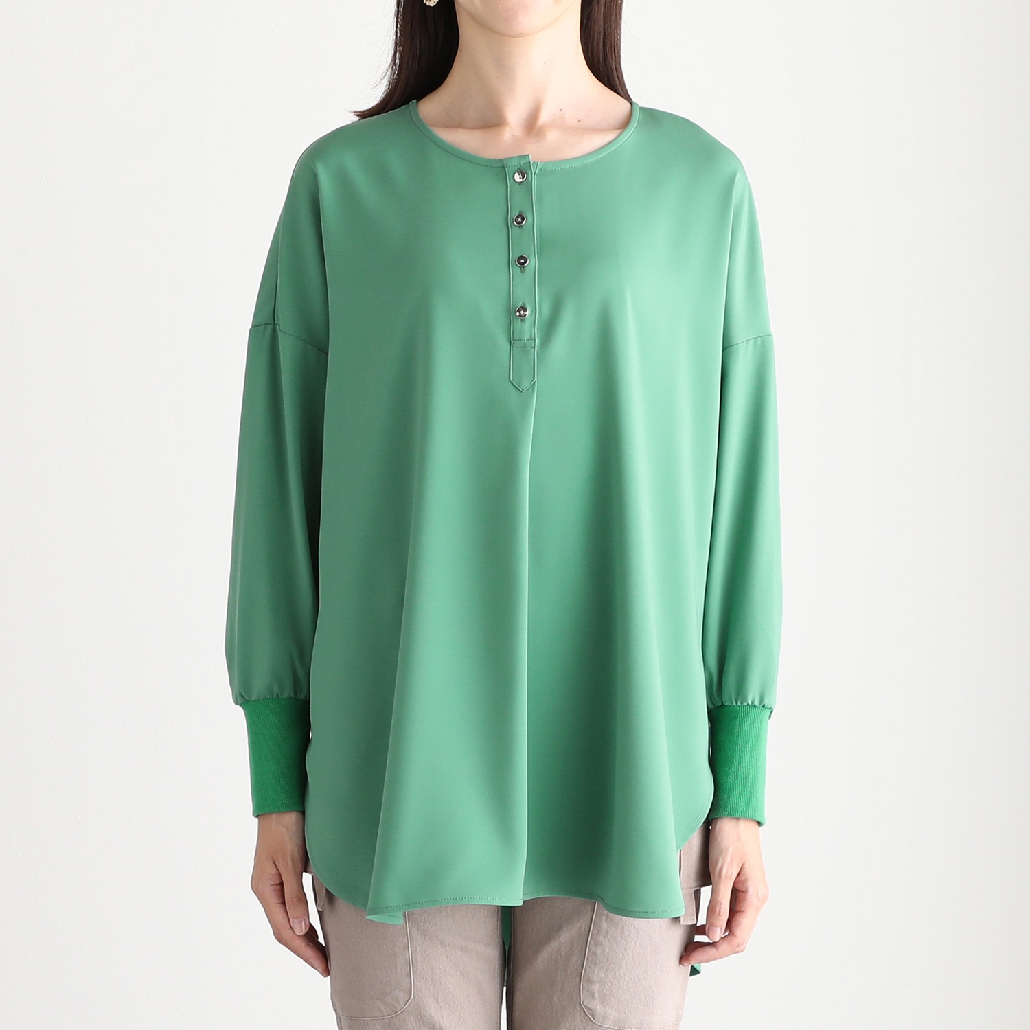 エムズ　スタイル ツイル微起毛 ヘンリーネックデザイン プルオーバー