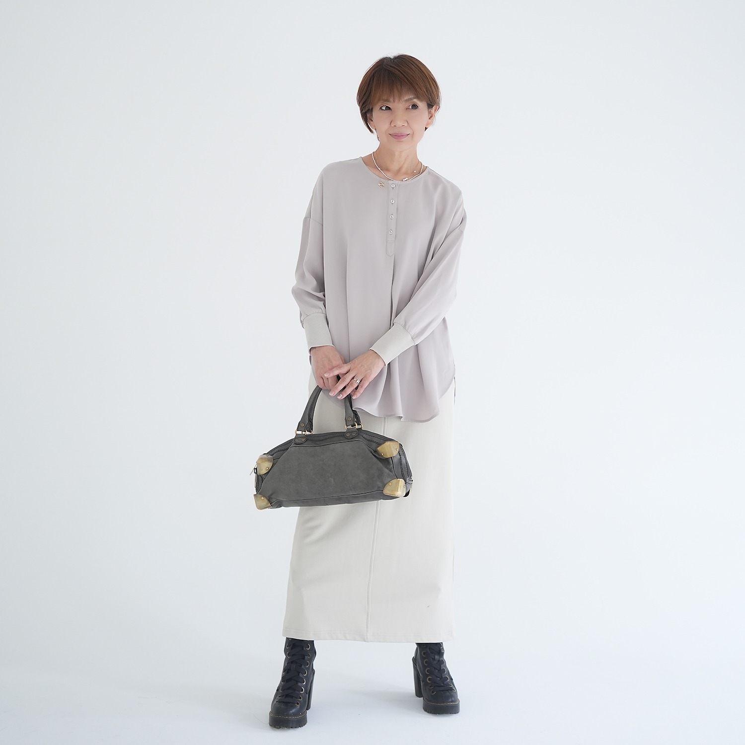 エムズ　スタイル ツイル微起毛 ヘンリーネックデザイン プルオーバー