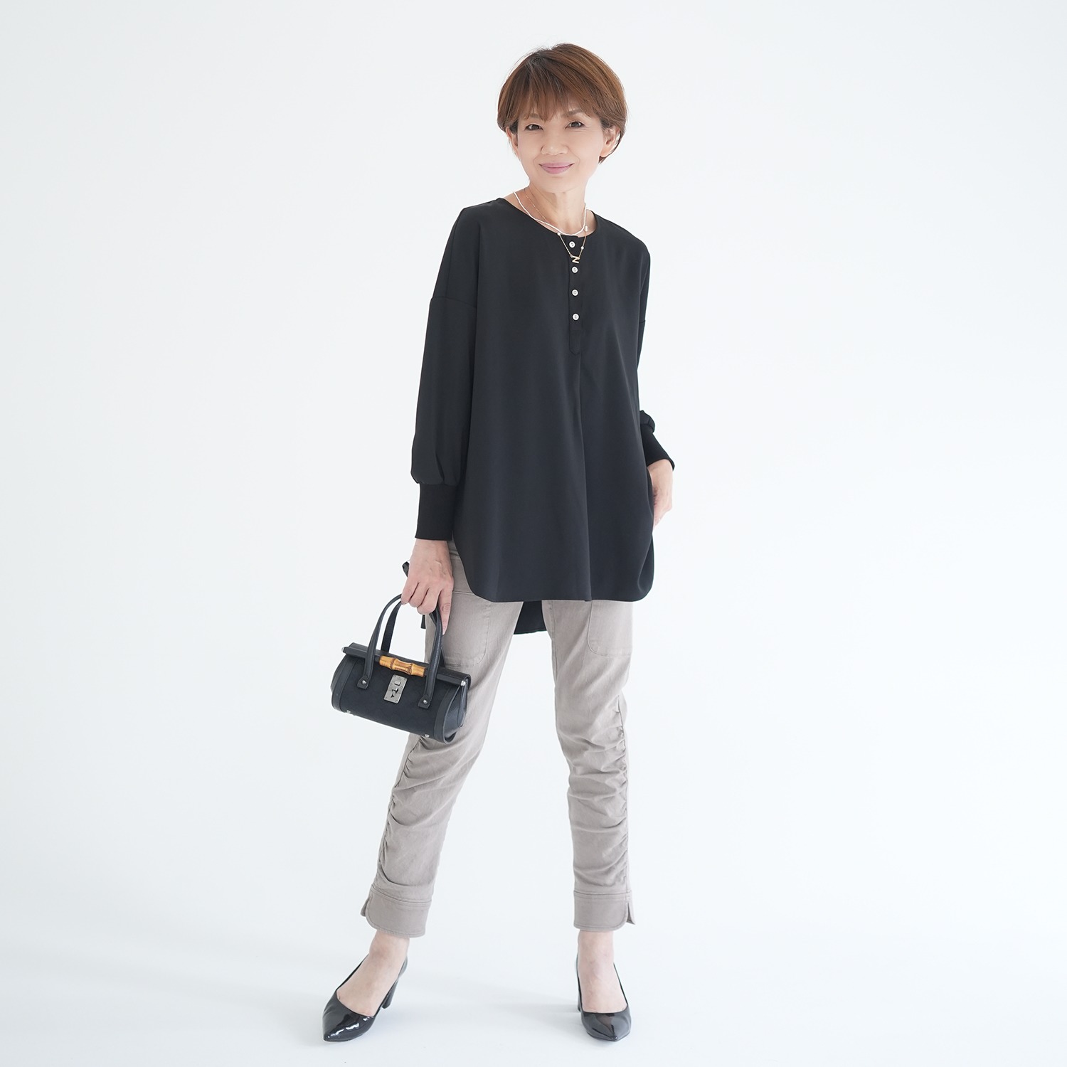 エムズ　スタイル ツイル微起毛 ヘンリーネックデザイン プルオーバー