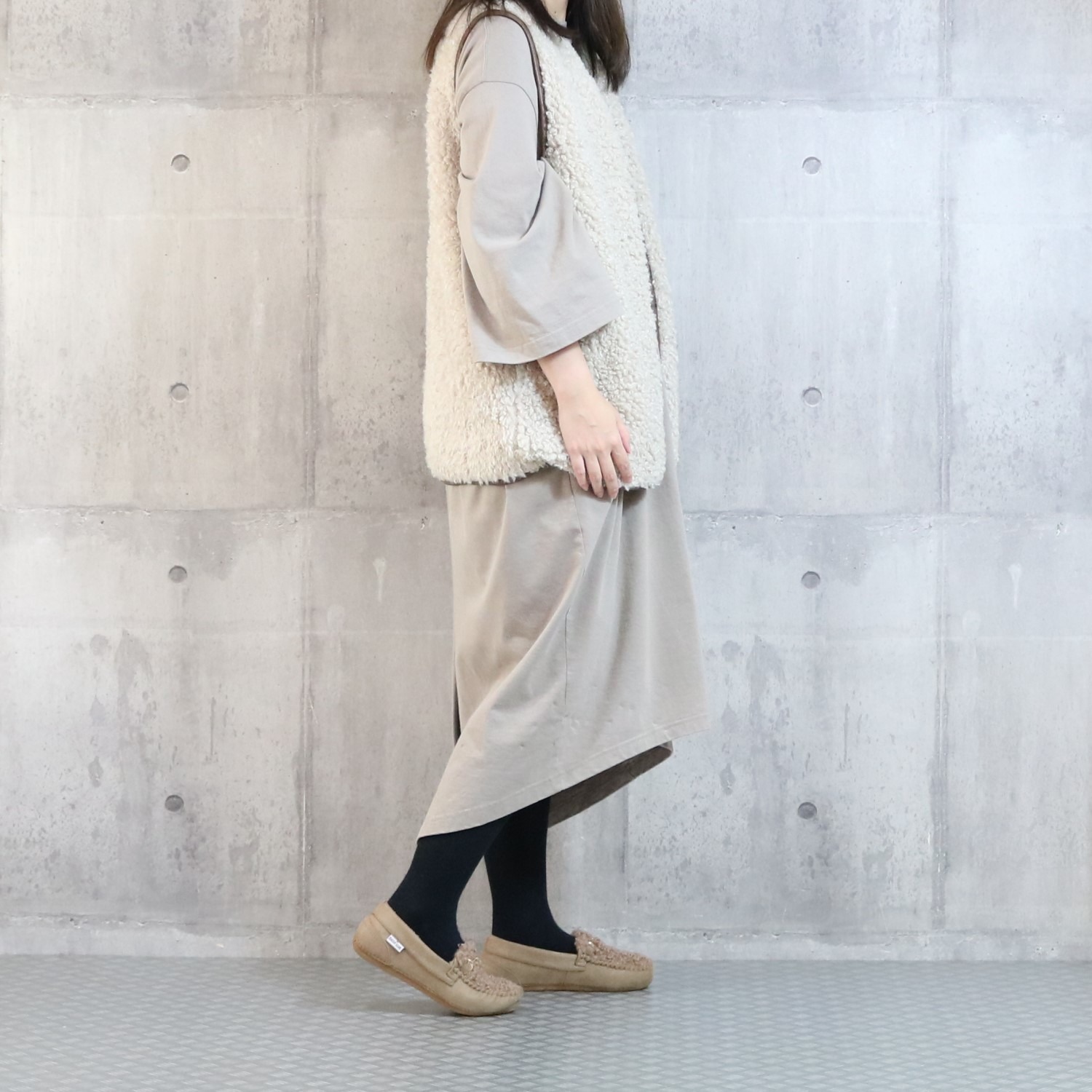 ズッカ　クラブ インナーフェイクファー もこもこビットローファー