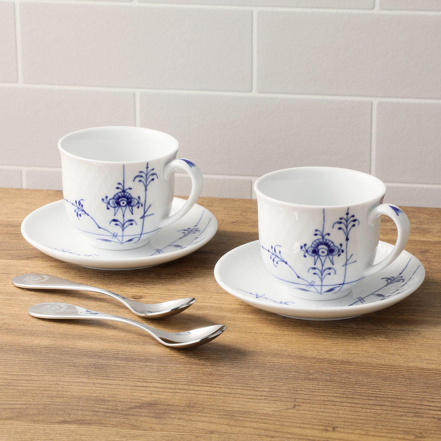 ロイヤル　コペンハーゲン ブルーパルメッテ カップ＆ソーサー　ペア スプーン付