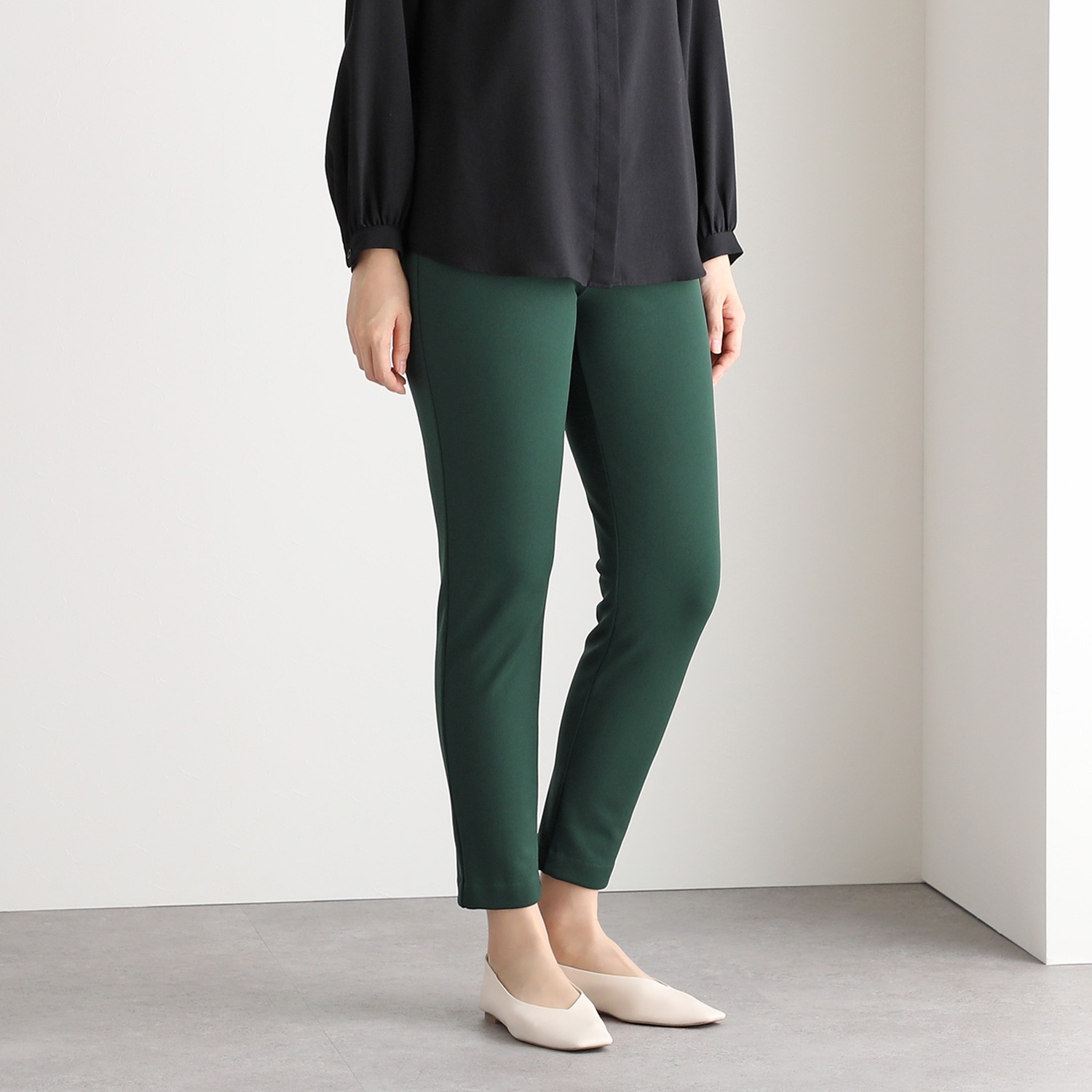 ＜股下６４ｃｍ＞ピーツー 吸湿発熱・吸放湿 裏起毛スリムパンツ