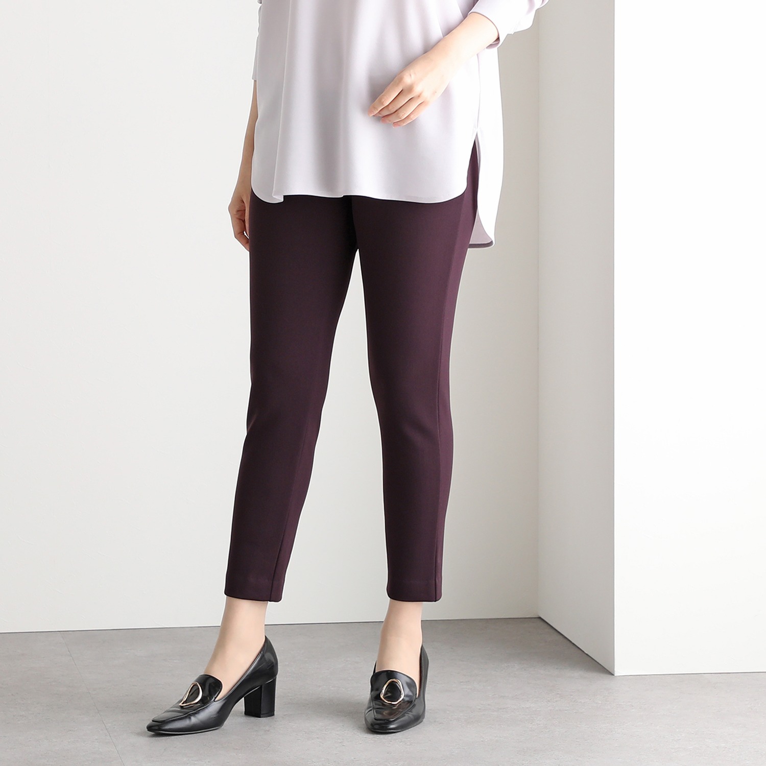 ＜股下６４ｃｍ＞ピーツー 吸湿発熱・吸放湿 裏起毛スリムパンツ