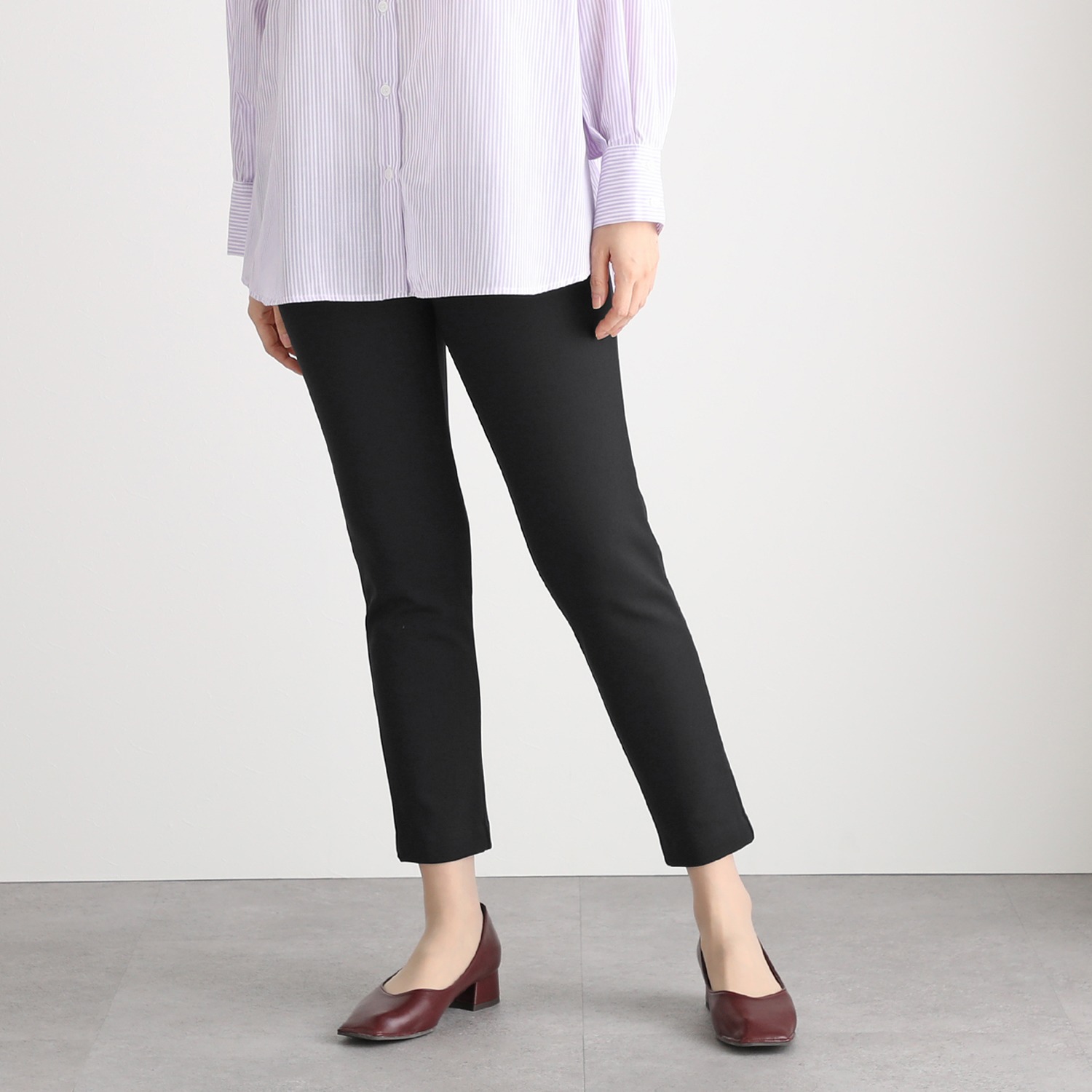 ＜股下６４ｃｍ＞ピーツー 吸湿発熱・吸放湿 裏起毛スリムパンツ