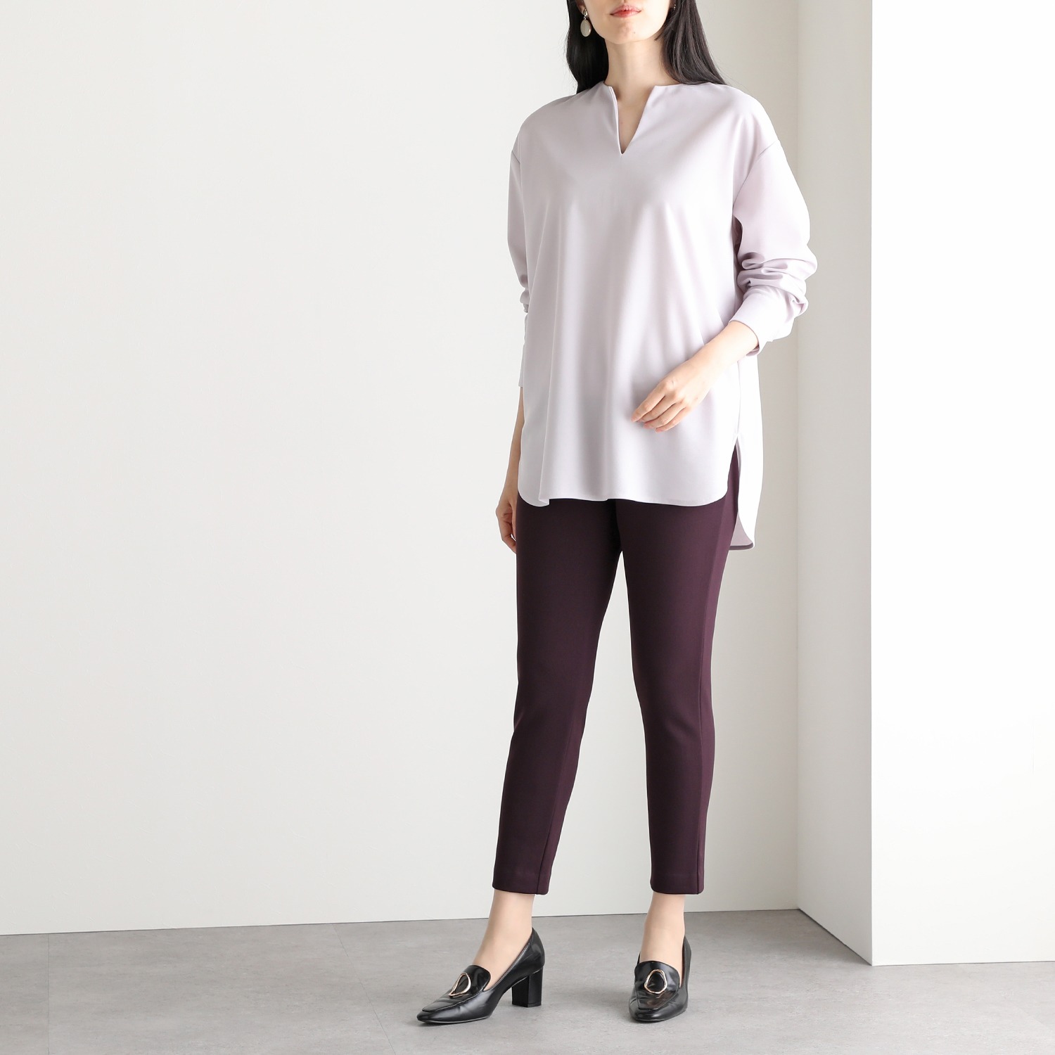 ＜股下６４ｃｍ＞ピーツー 吸湿発熱・吸放湿 裏起毛スリムパンツ