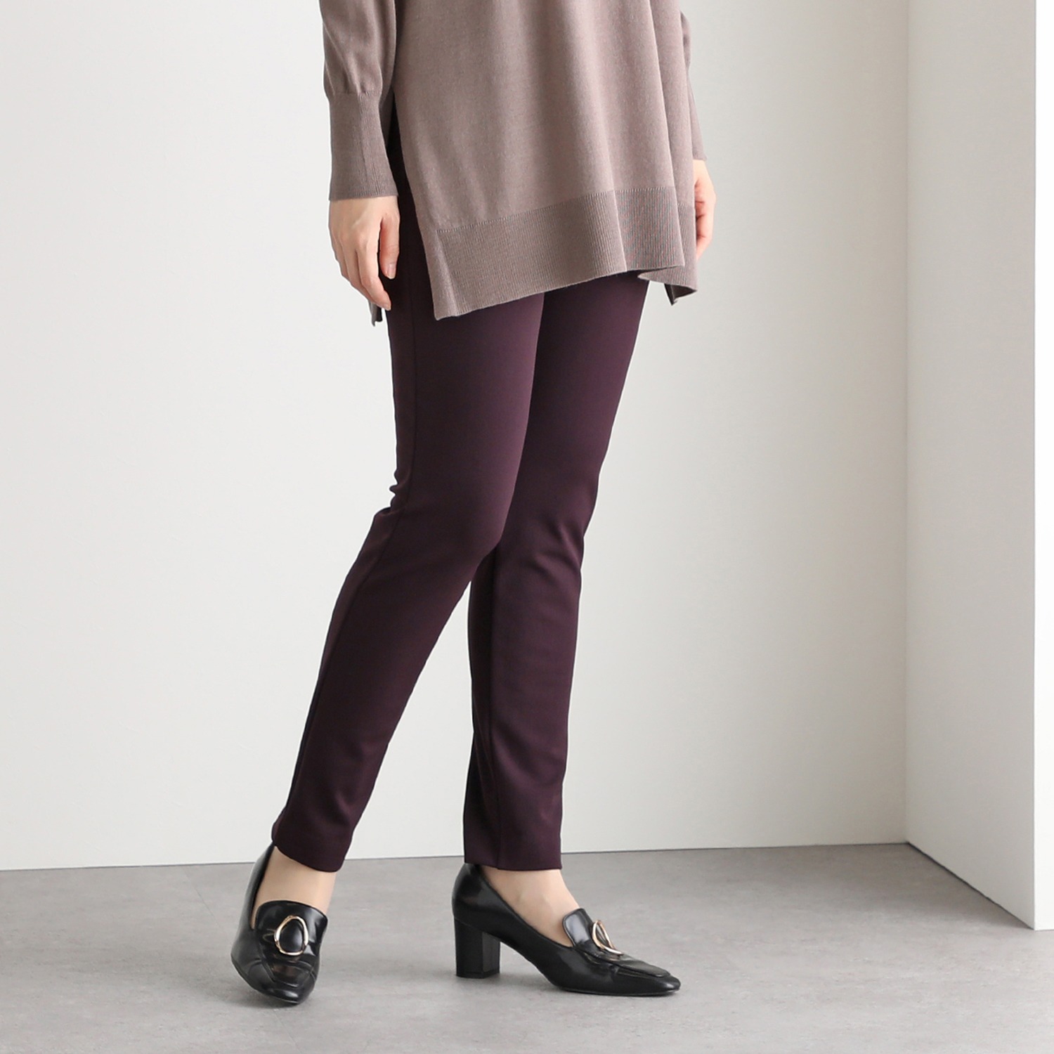 ＜股下７２ｃｍ＞ピーツー 吸湿発熱・吸放湿 裏起毛スリムパンツ 