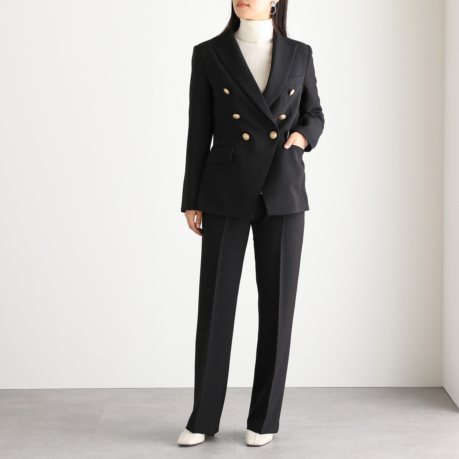 マダムヒロコ ダブルジョーゼット ボタンアクセント ダブルジャケット