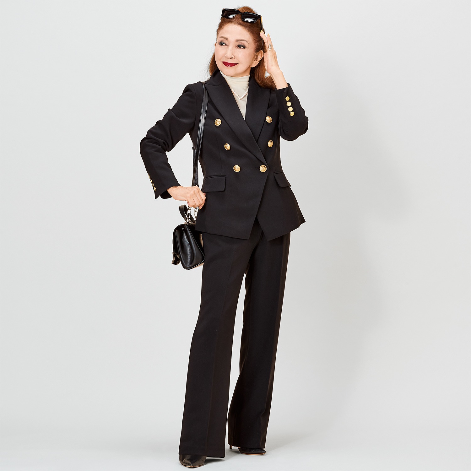 マダムヒロコ ダブルジョーゼット ボタンアクセント ダブルジャケット