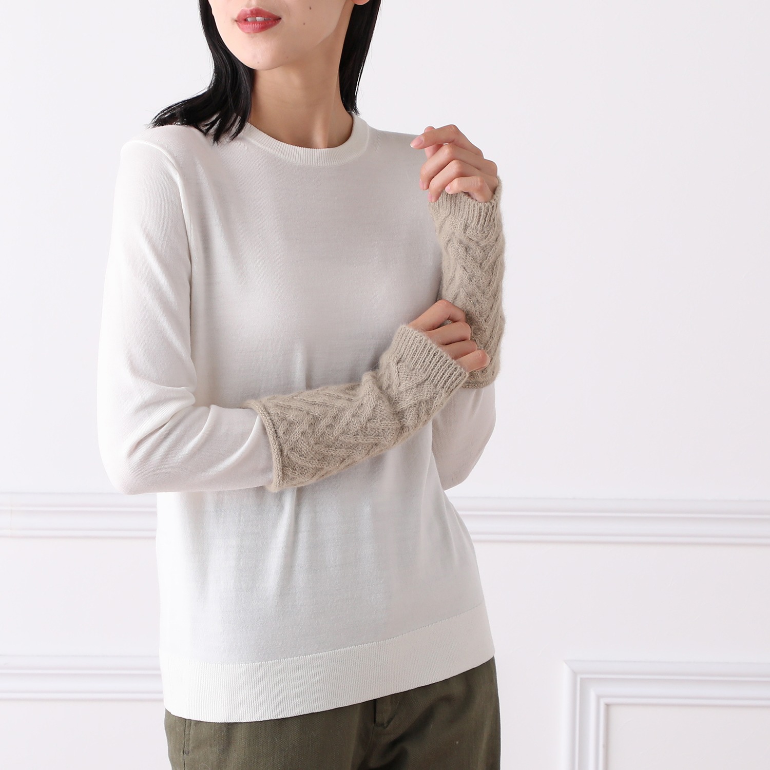 ミリーセヴァルセン 日本製 アンゴラブレンド ふんわりキラキラ アームウォーマー