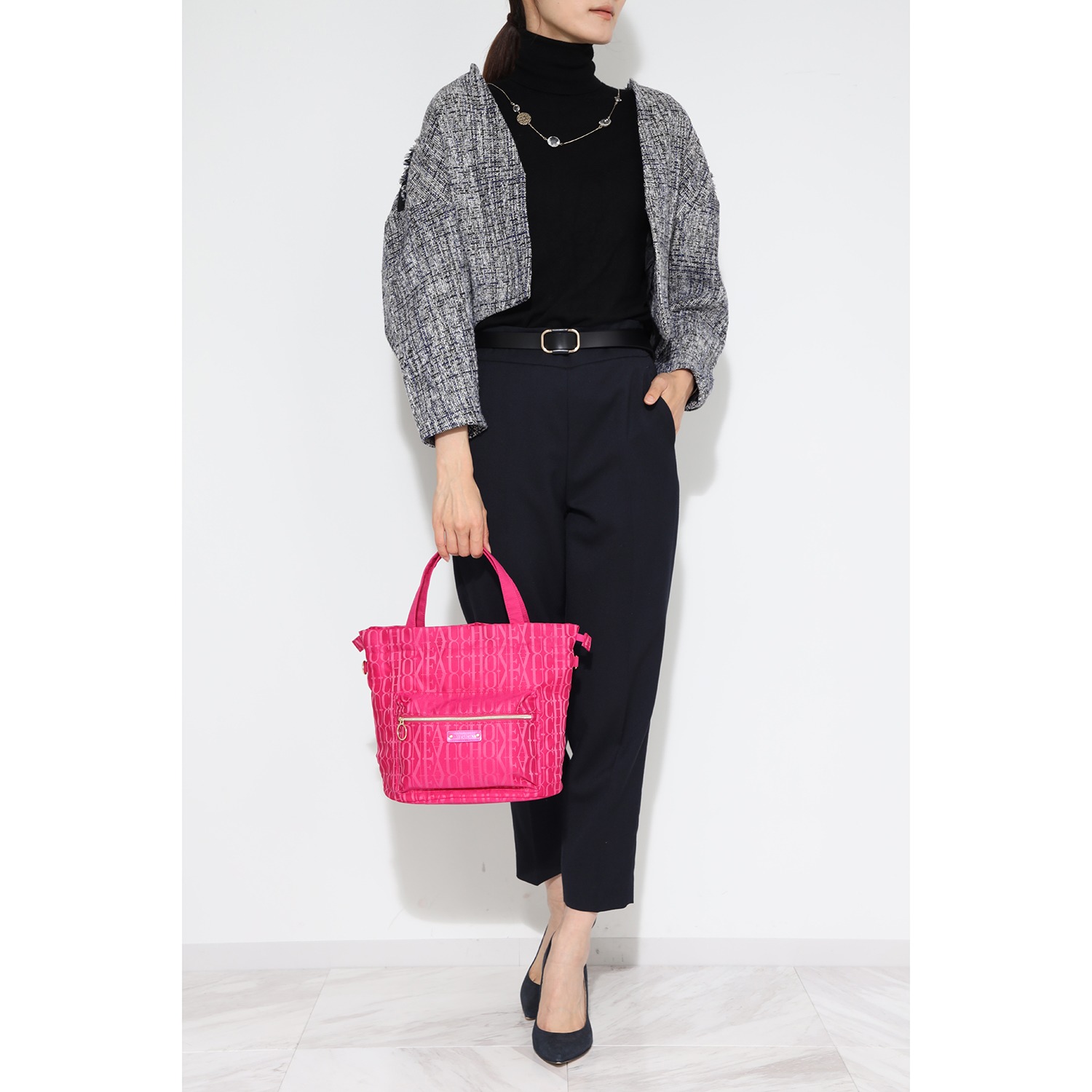 フォション ジャガード織 軽量・３ウェイ 巾着トートバッグ