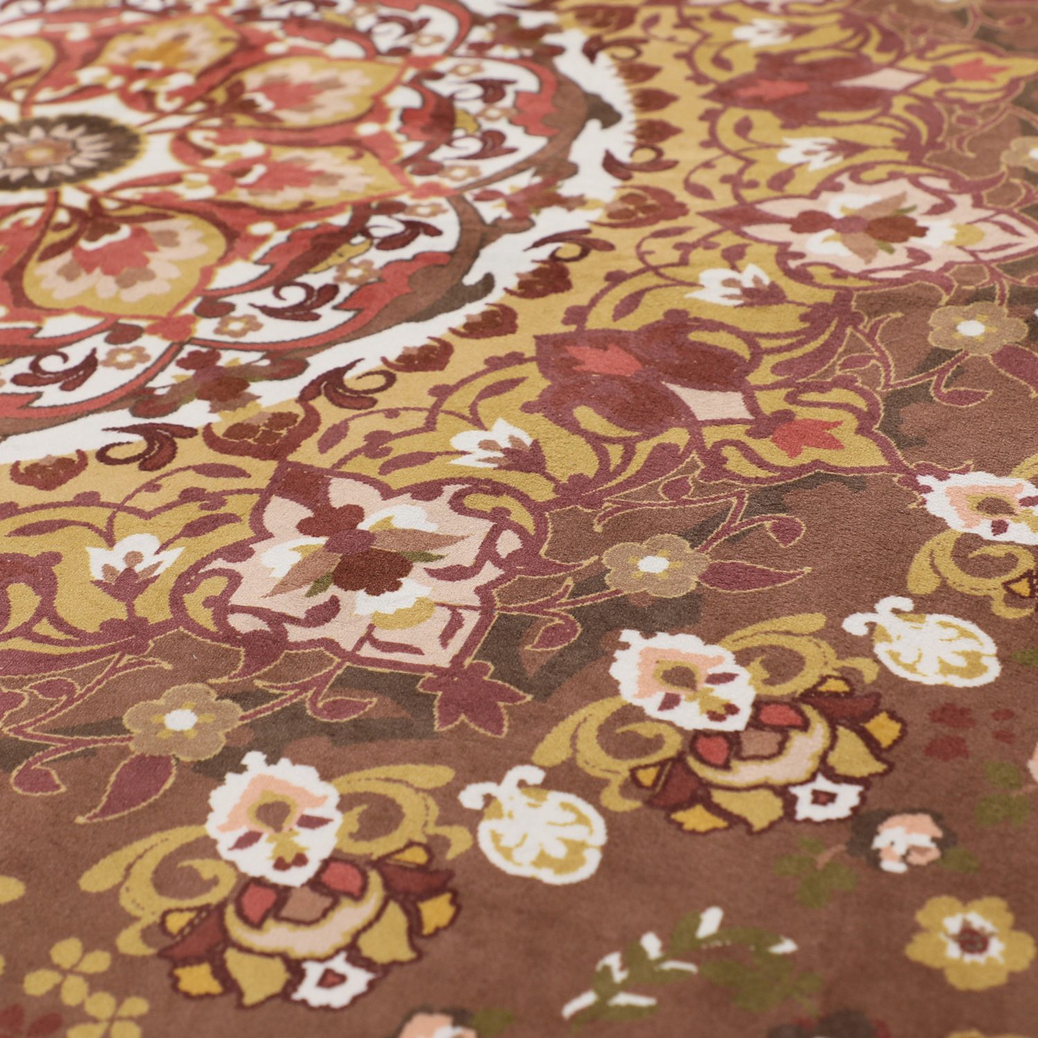 ＜１９０×１９０ｃｍ＞洗えてお手入れ簡単！ ペルシャンデザイン カーペット “シャントゥール” 