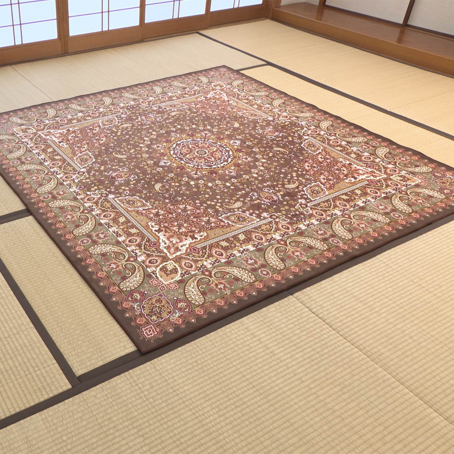 ＜１９０×１９０ｃｍ＞洗えてお手入れ簡単！ ペルシャンデザイン カーペット “シャントゥール” 