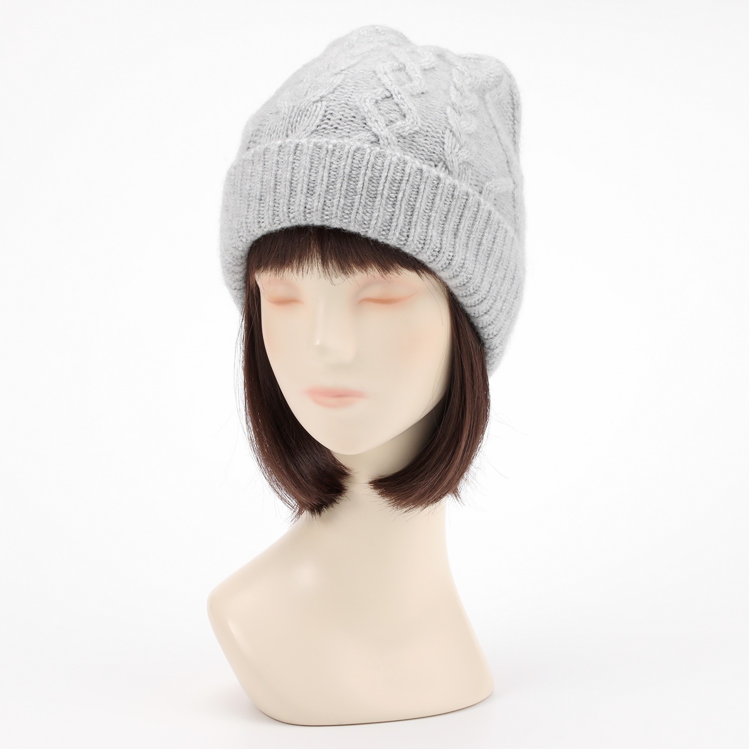 マキシン カシミヤ ケーブル編みニット帽