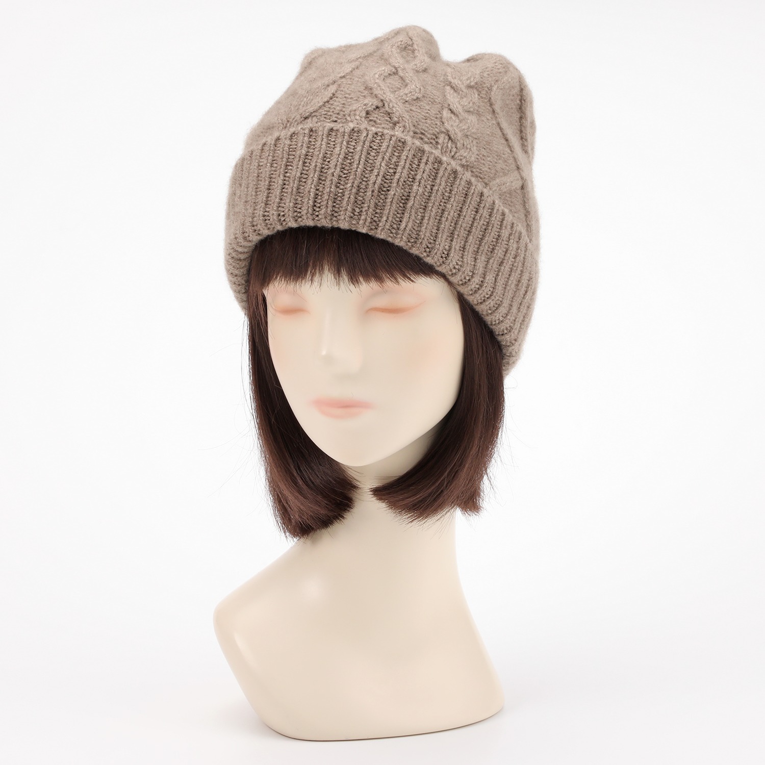 マキシン カシミヤ ケーブル編みニット帽
