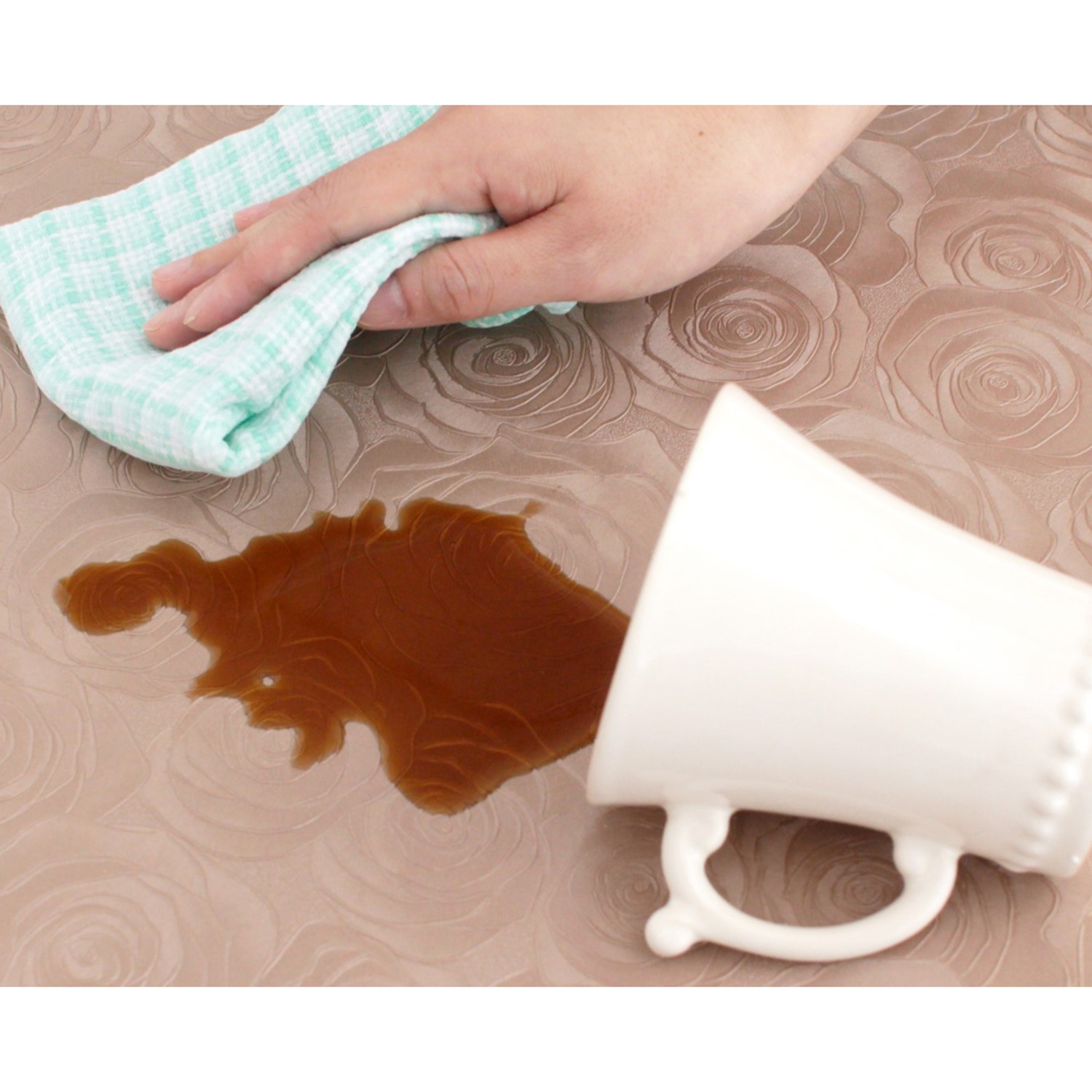 ＜１３０×２３０ｃｍ＞ローズ レザータッチ テーブルクロス 