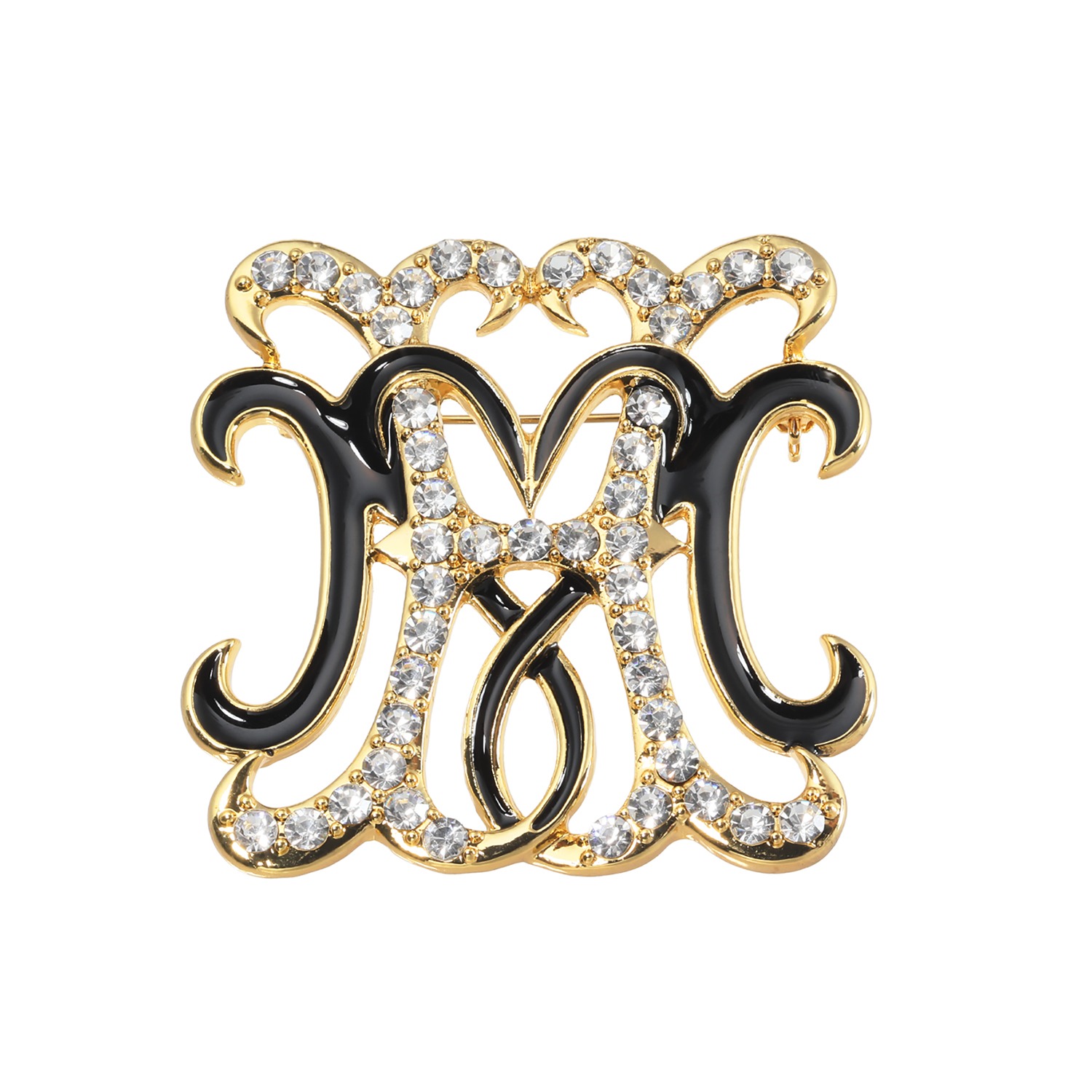 マダムヒロコ ビジュウ＆エナメル モノグラムブローチ “マダム　エンブレム”