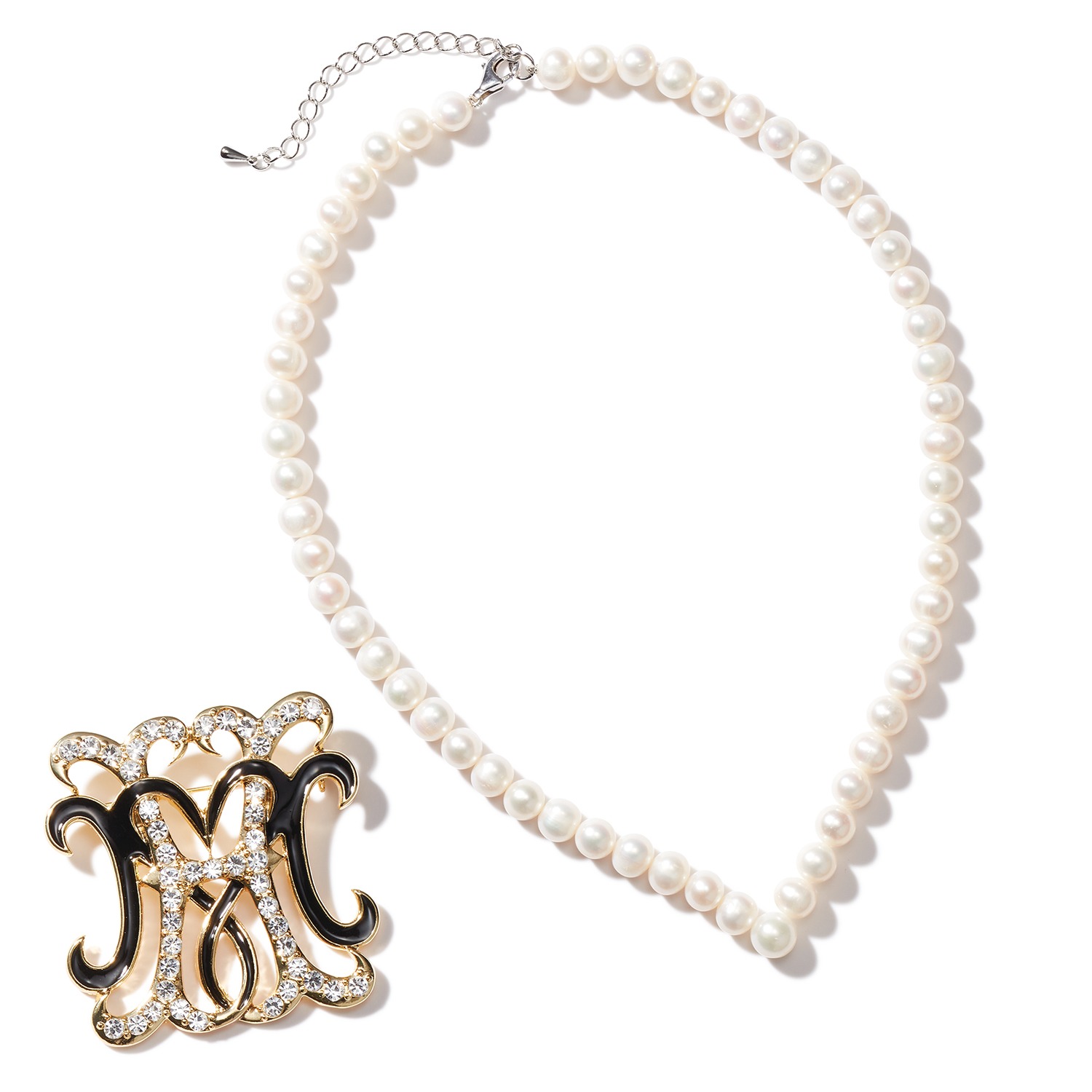 マダムヒロコ ビジュウ＆エナメル モノグラムブローチ “マダム　エンブレム”