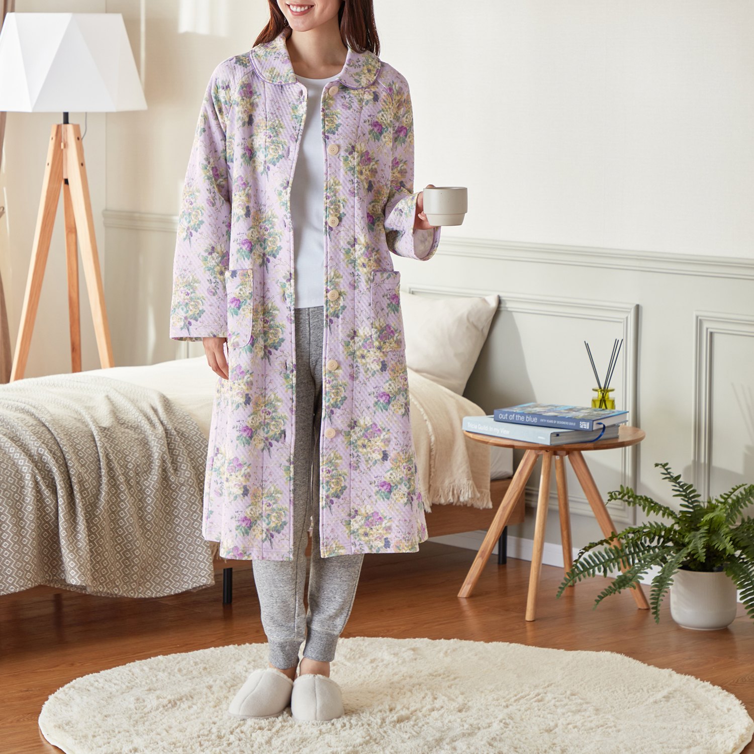 デザイナーズギルド コットン１００％　中わたニットキルト ロングガウン